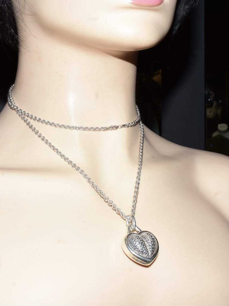 Women's or Men's B. Kieselstein-Cord Vintage Sterling Silver Heart Pendant Necklace, 34