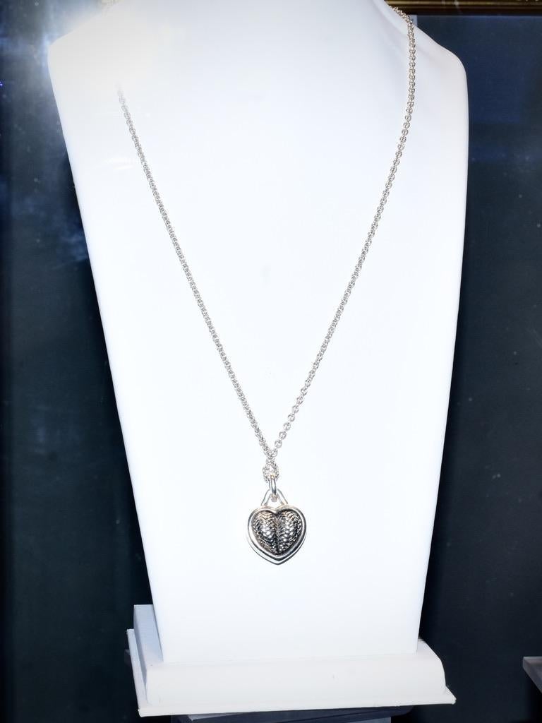 B. Kieselstein-Cord Vintage Sterling Silver Heart Pendant Necklace, 34