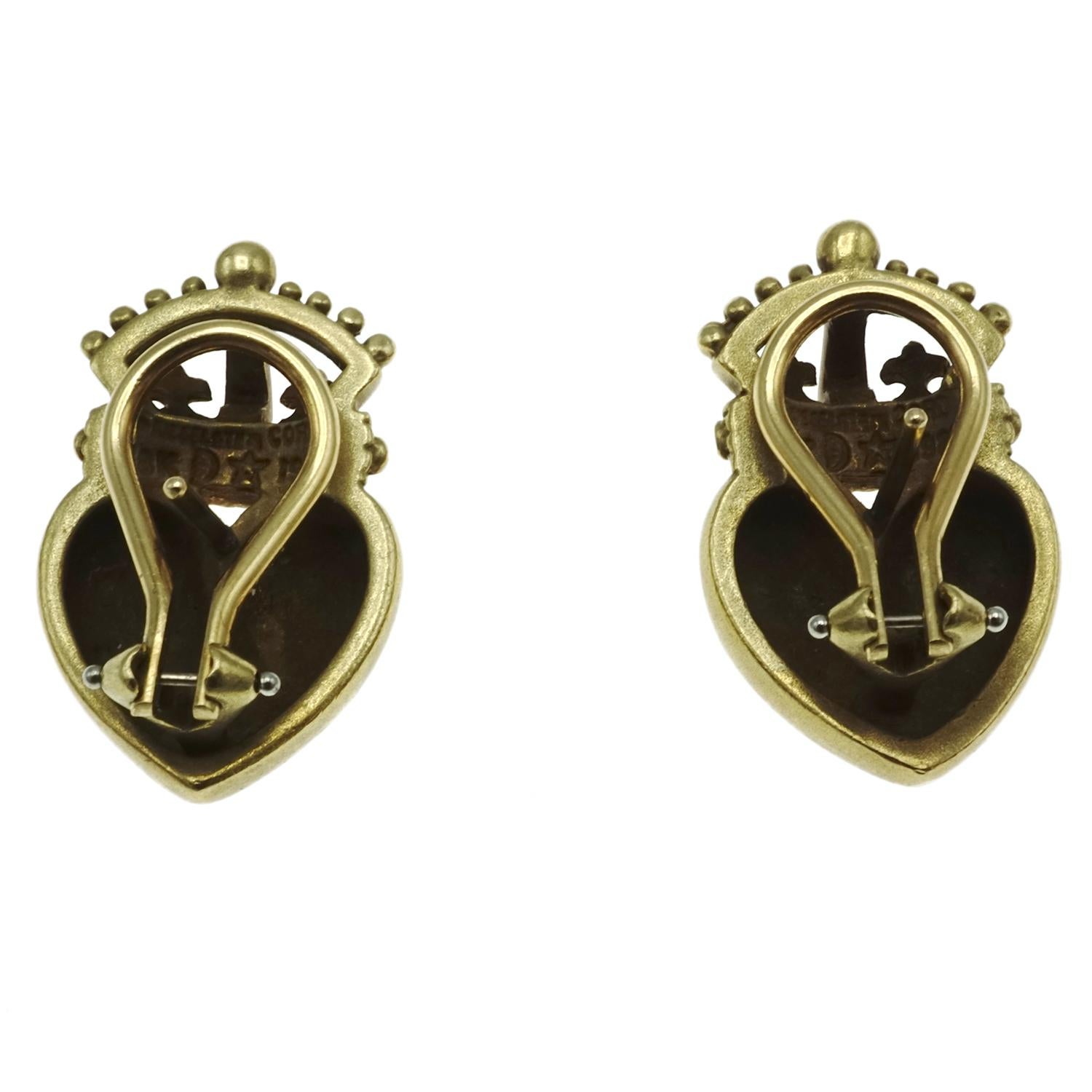 Modernist B. Kieselstien Cord Diamond 18 Karat Gold Earrings For Sale