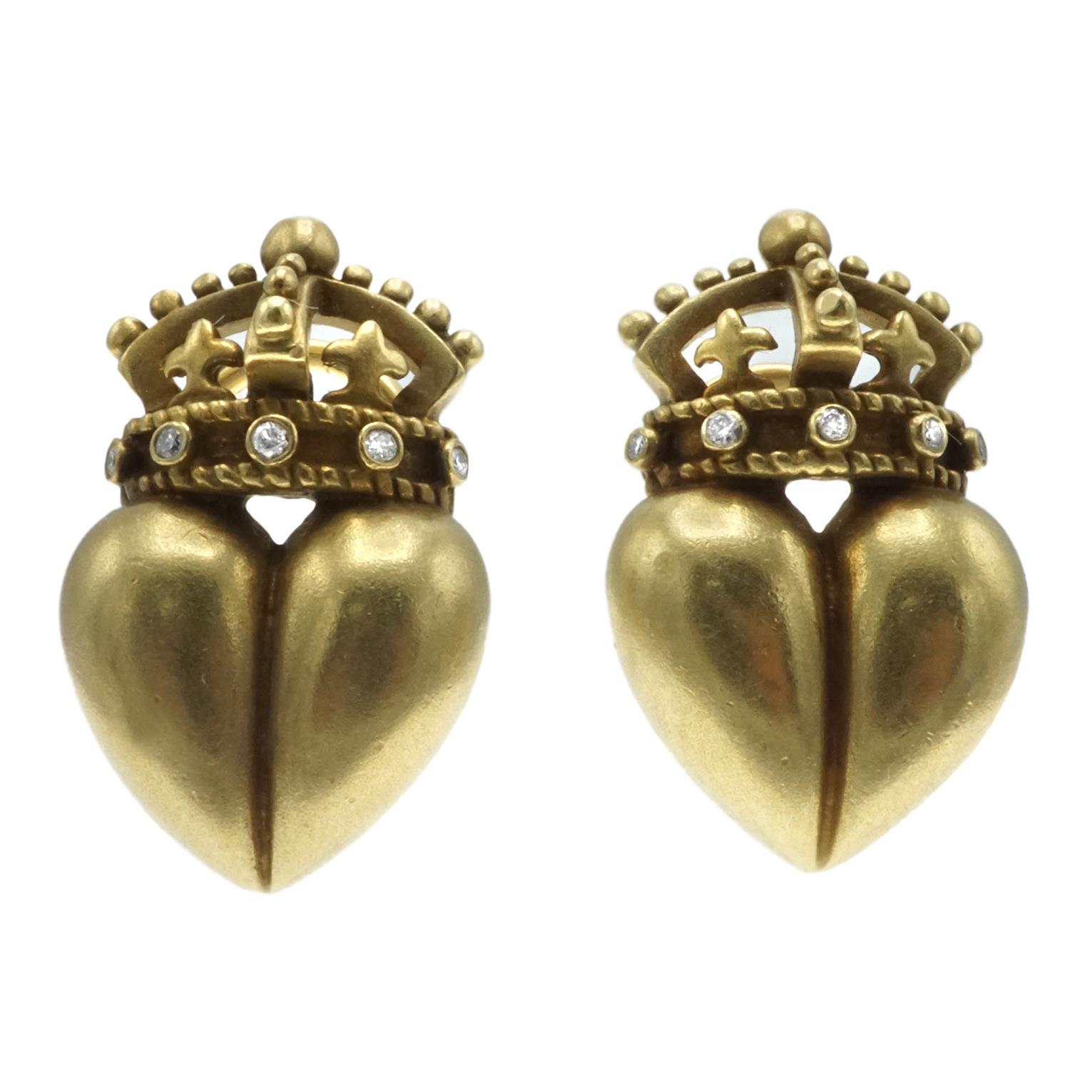 B. Kieselstien Cord Diamond 18 Karat Gold Earrings In Good Condition For Sale In New York, NY