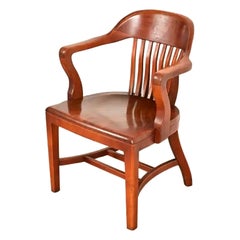 B. L. Marble Chair Co. Antiker Bankerstuhl im Mission-Arts-and-Crafts-Stil aus Walnussholz, 1910
