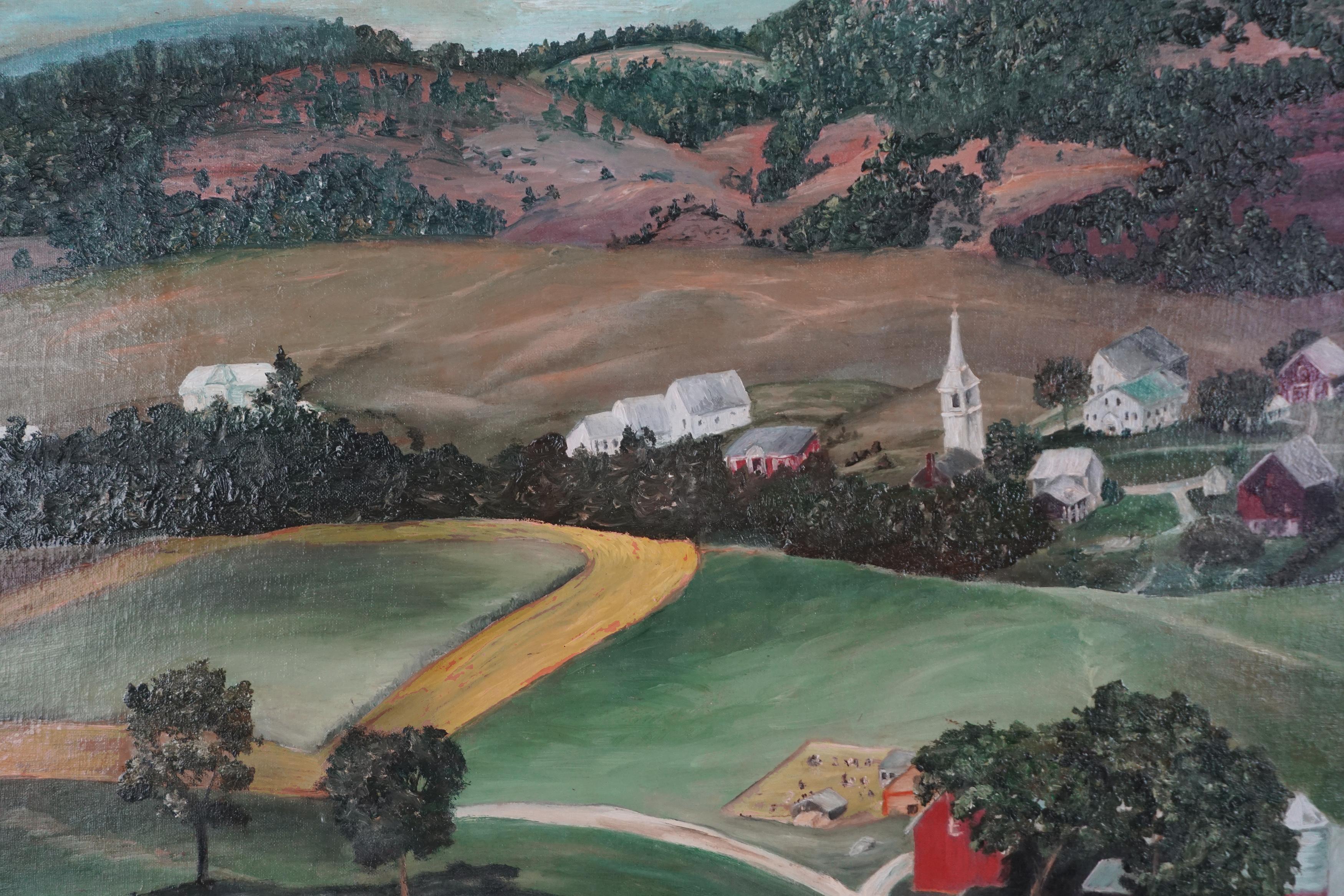 Pittura ad olio di arte popolare del Vermont della metà del secolo scorso - Painting Arte popolare di B. L. Noga