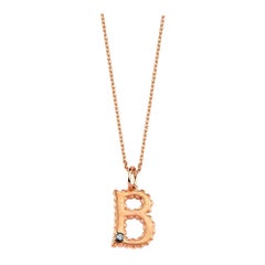 B Large Necklace in 14 Karat Rose Gold with 0.01ct White Diamond