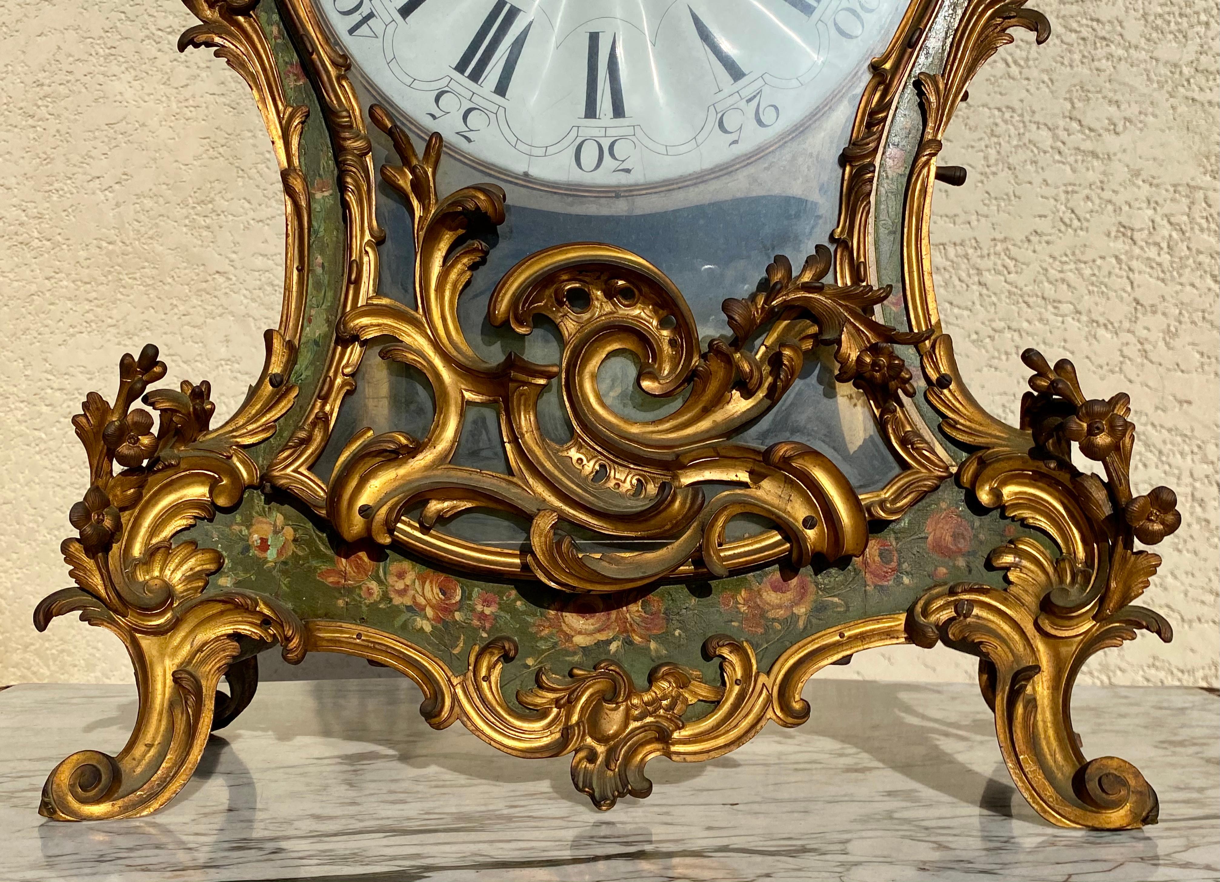 18. Jahrhundert, B. Lieutaud & P. Caffieri, Cartel Periode Louis XV mit Bronze im Zustand „Gut“ im Angebot in Beaune, FR