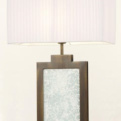 Tischlampe aus künstlerischem Muranoglas, weißer Lampenschirm von Multiforme, auf Lager