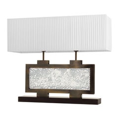Table Lamp, Artistic Murrine Glass Block white Lampshade B-lock by Multiforme