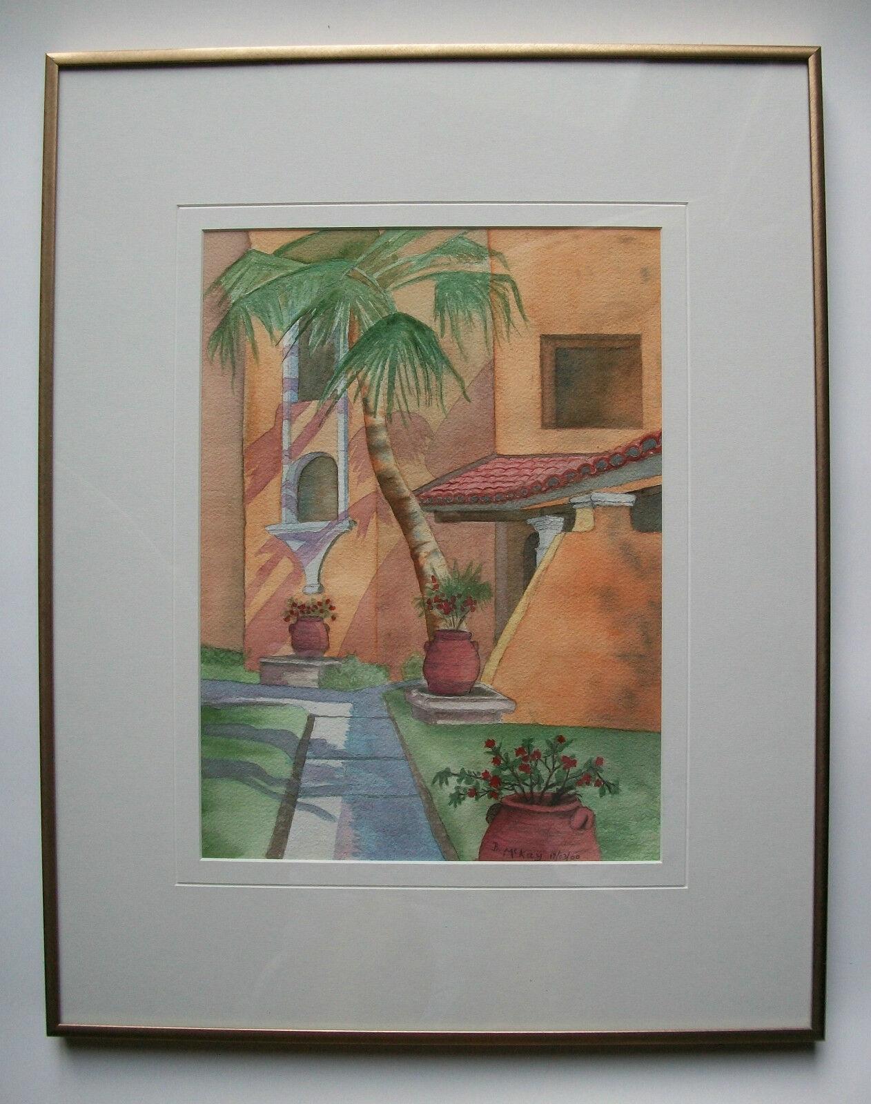 Moderne B. McKay, « La Jolla », peinture à l'aquarelle encadrée, signée et datée, vers 2000 en vente