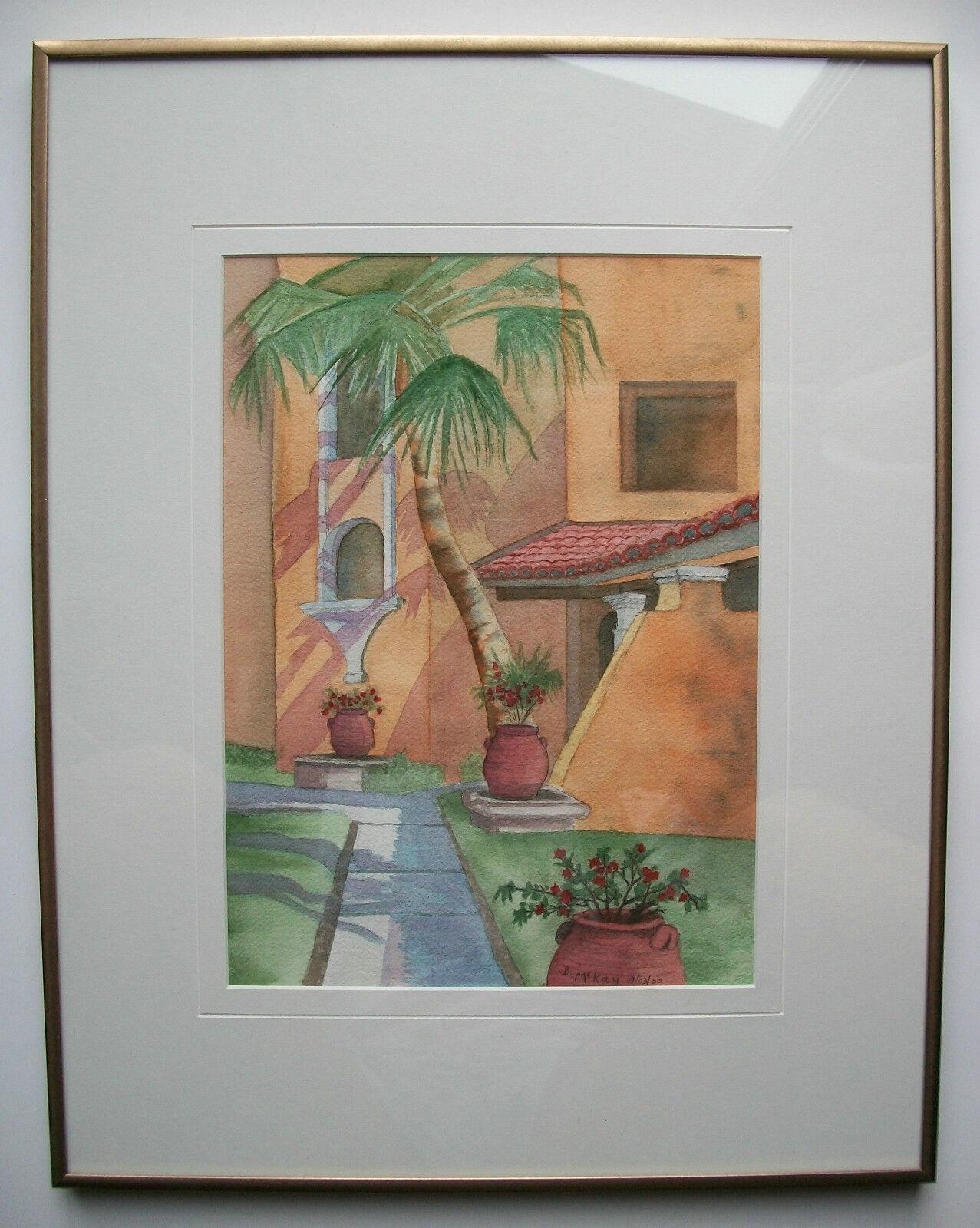 B. McKay, „La Jolla“, gerahmtes Aquarellgemälde, signiert und datiert, um 2000 (Metall) im Angebot