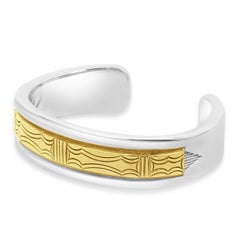 B. Morgan Native American Sterling Silver & 14 Karat Yellow Gold Cuff Bracelet