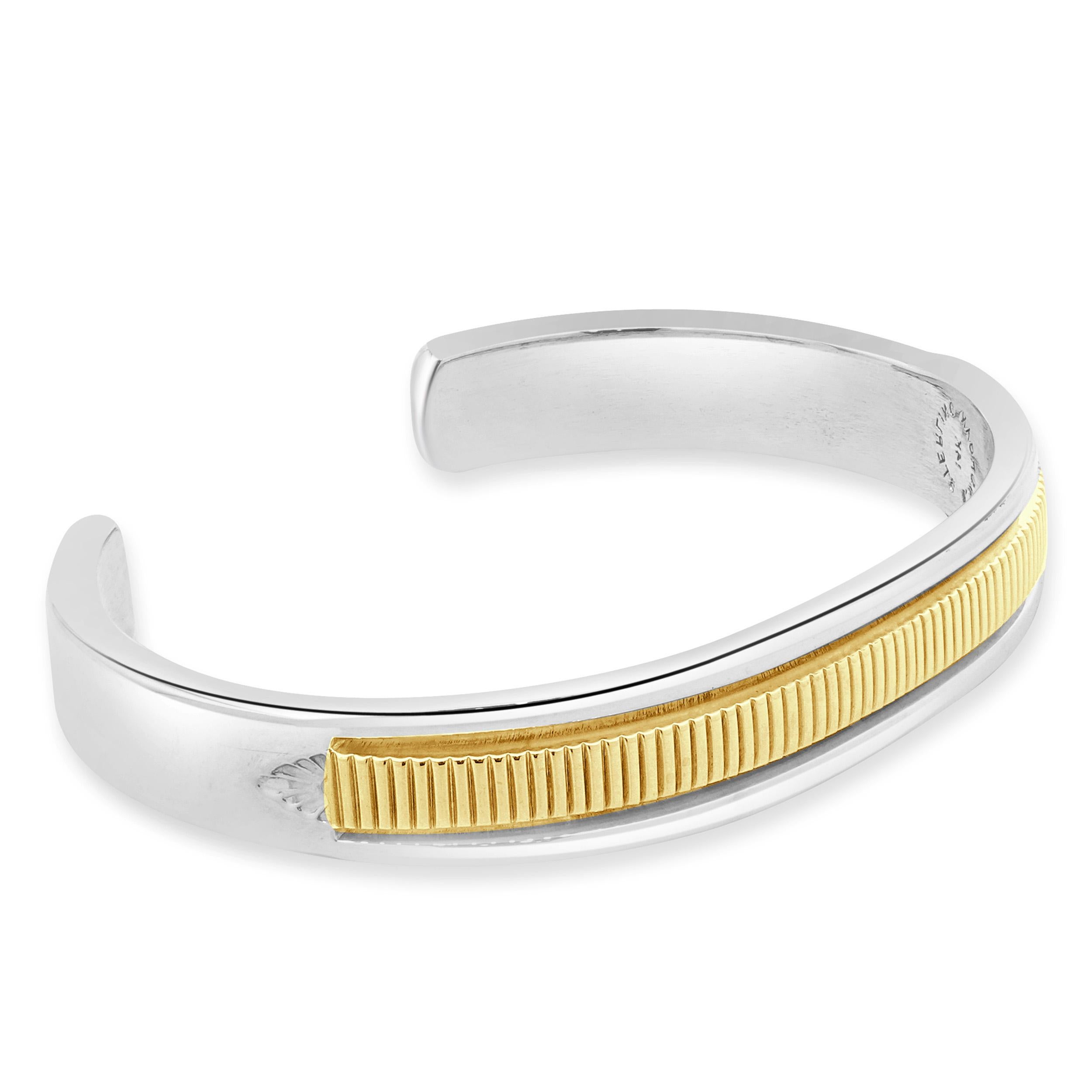 B. Brazalete Morgan de plata de ley y oro amarillo de 14 quilates para nativos americanos en Excelente estado para la venta en Scottsdale, AZ