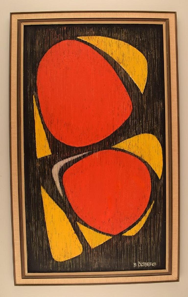 B. Östberg. Swedish artist. Oil on canvas. Abstract composition. 1960s.
The canvas measures: 70 x 39.5 cm.
The frame measures: 4.5 cm.
In excellent condition.
Signed.