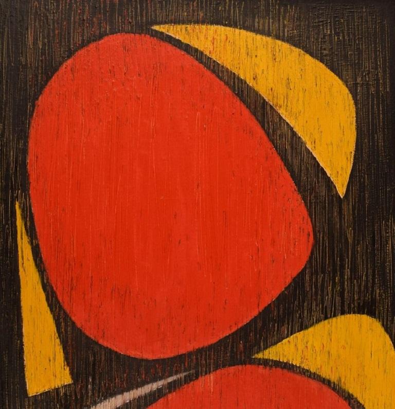 Modern B. Östberg, Swedish Artist, Oil on Canvas, Abstract Composition, 1960s