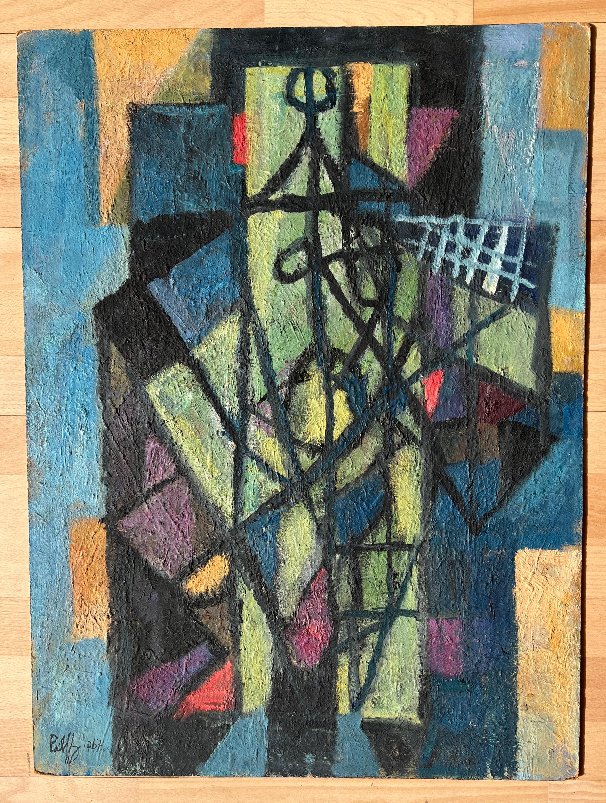 Abstrakte Zusammensetzung – Painting von  B. Pàlf