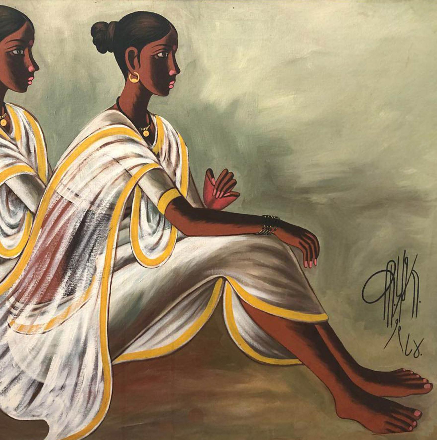 B. Prabha - Untitled - 36 x 24 inches (unframed size)
Oil on canvas
Inclusive of shipment in roll form.
Authenticated by Nayana Samalkar ( authority to authenticate B Prabha ) 
Provanance: From the family of a renowned Mumbai based collector

South