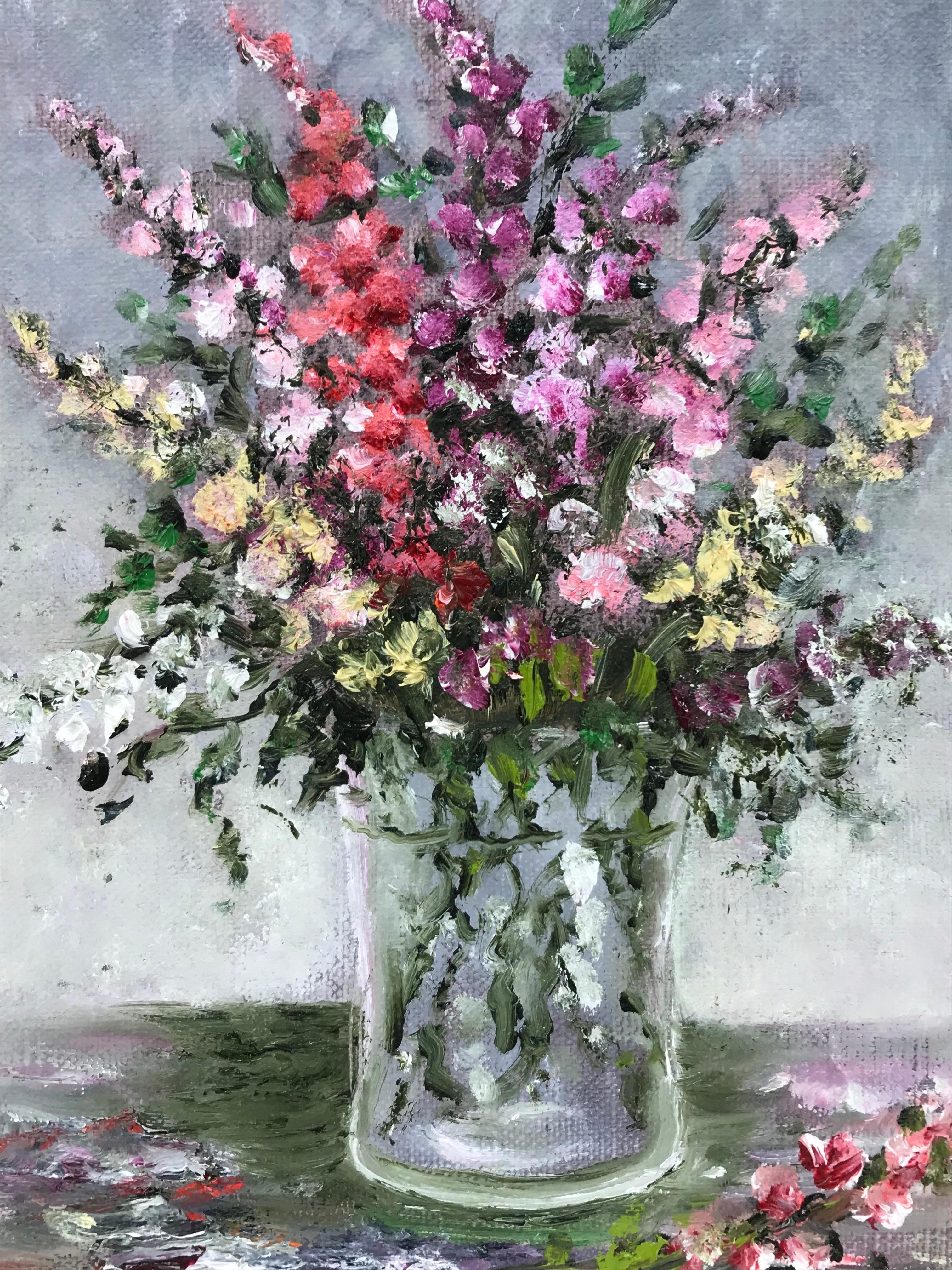 painting flowers on glass