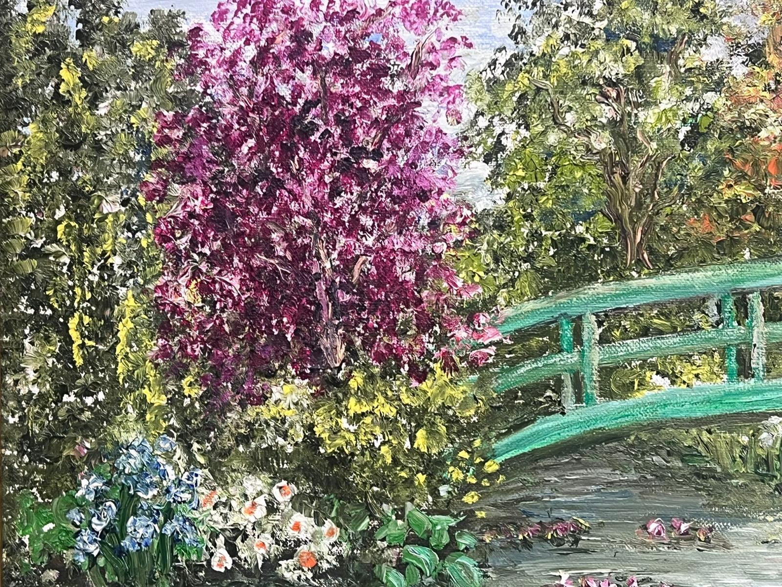 Japanese Bridge Monet's Waterlily Pond Giverny Signed French Impressionist Oil For Sale 1
