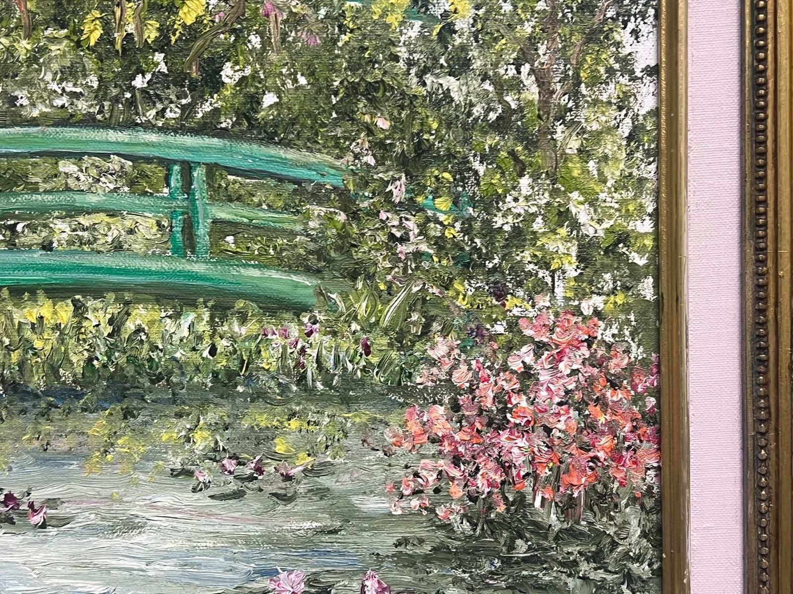 Japanese Bridge Monet's Waterlily Pond Giverny Signed French Impressionist Oil For Sale 3