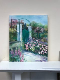 The Garden Door at Giverny, Signed French Impressionist Oil Painting on Canvas