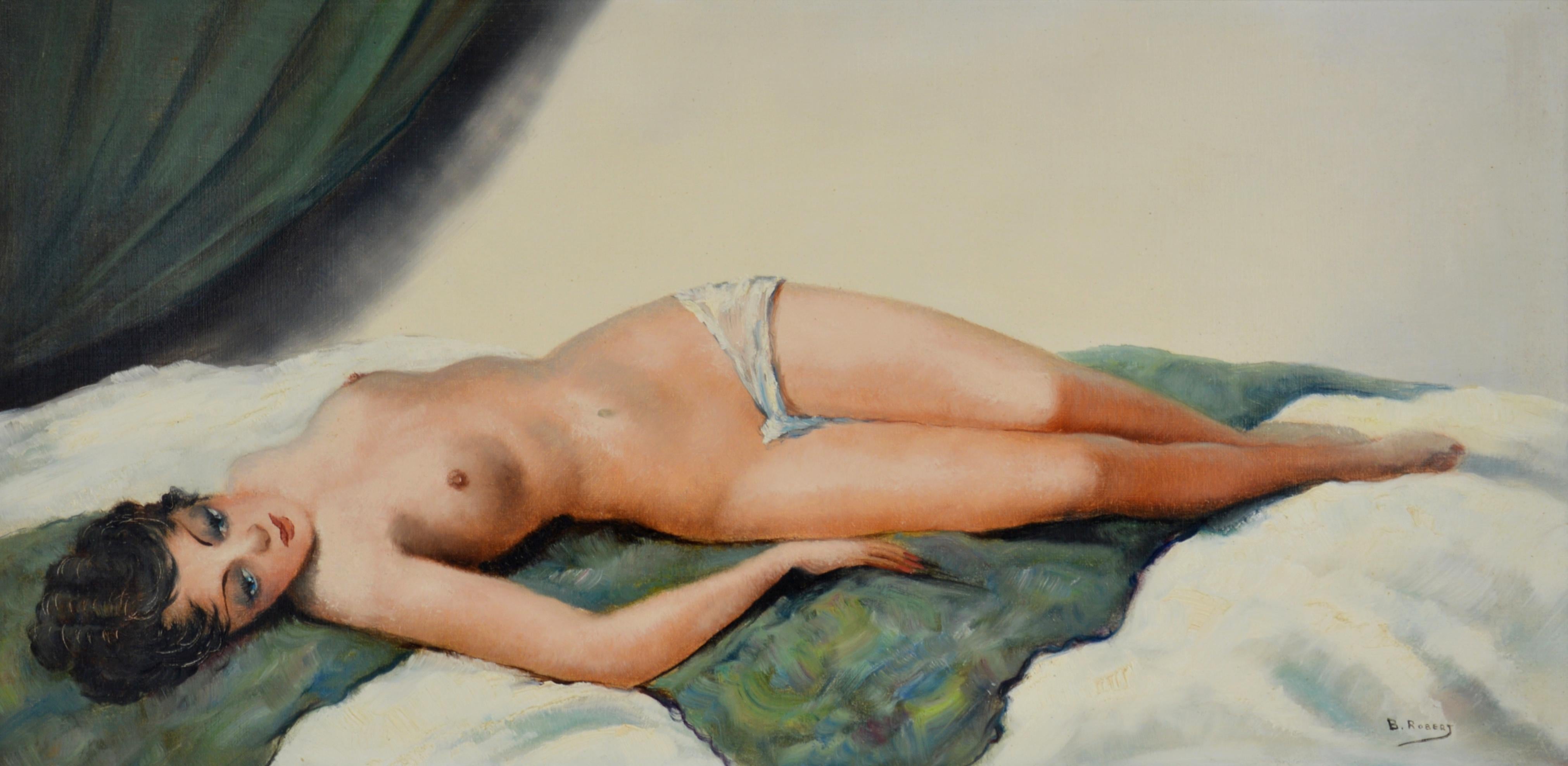 Nude, Oil on Canvas by B.Robert, Ca. 1930 - Painting by B. Robert