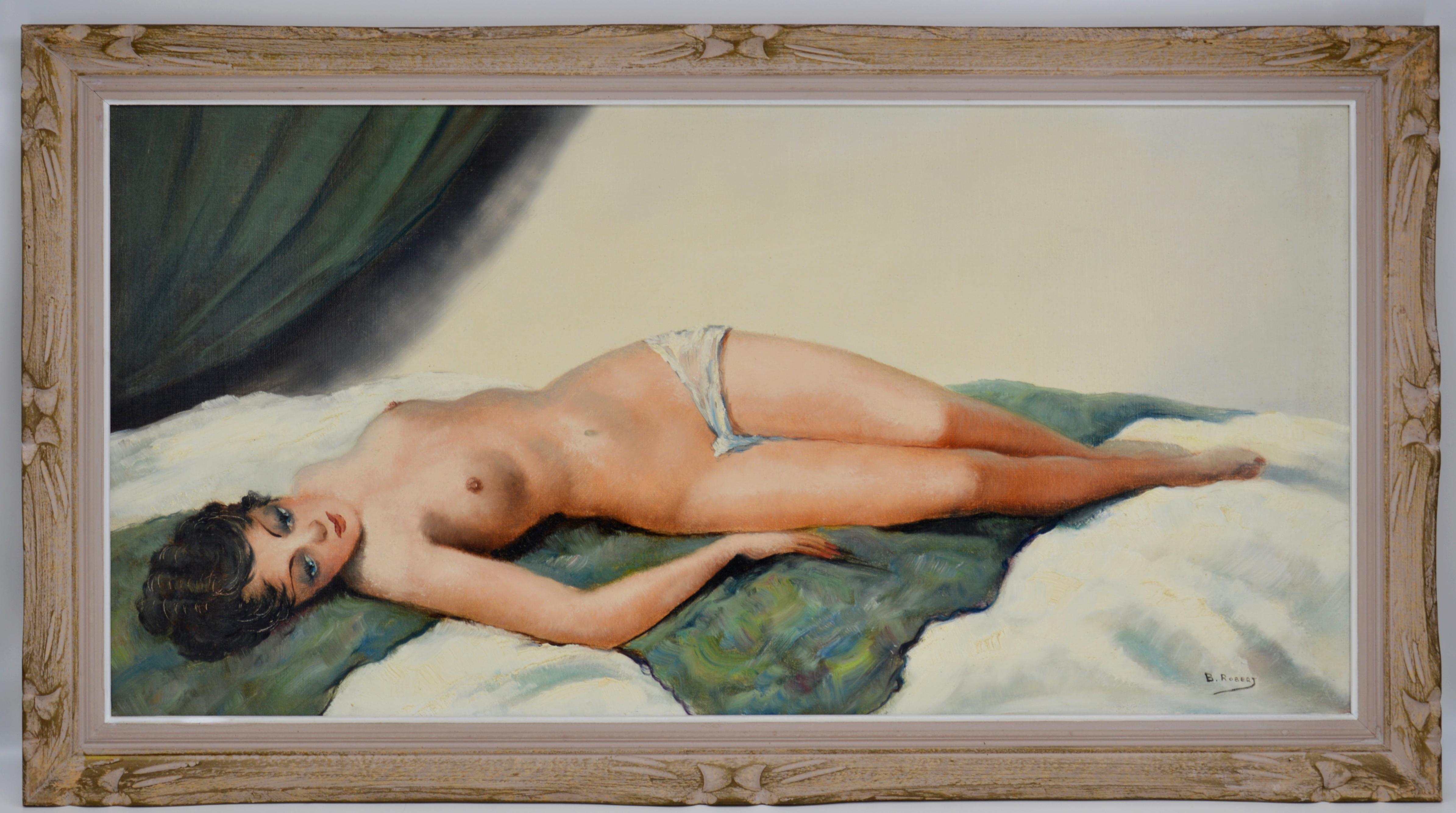 B. Robert Nude Painting - Nude, Oil on Canvas by B.Robert, Ca. 1930
