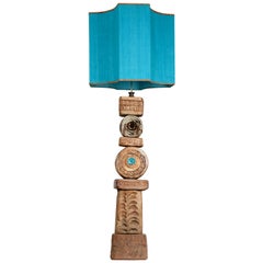 B. Rooke Ceramic Floor Lamp with Custom Made New Silk Lampshade by René Houben