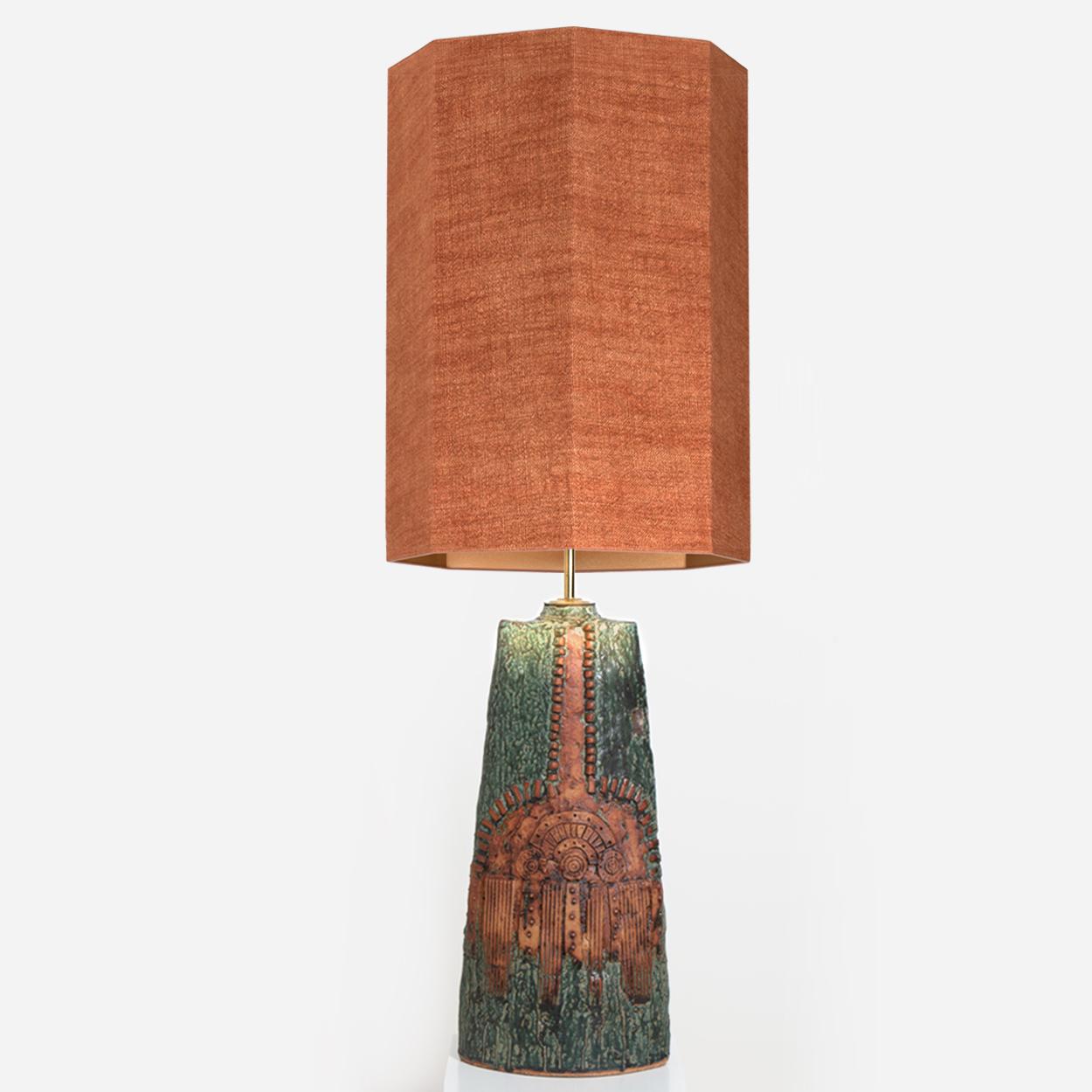 B. Rooke Ceramic Lamp with Custom Made Silk Lampshade René Houben, 1960s 5