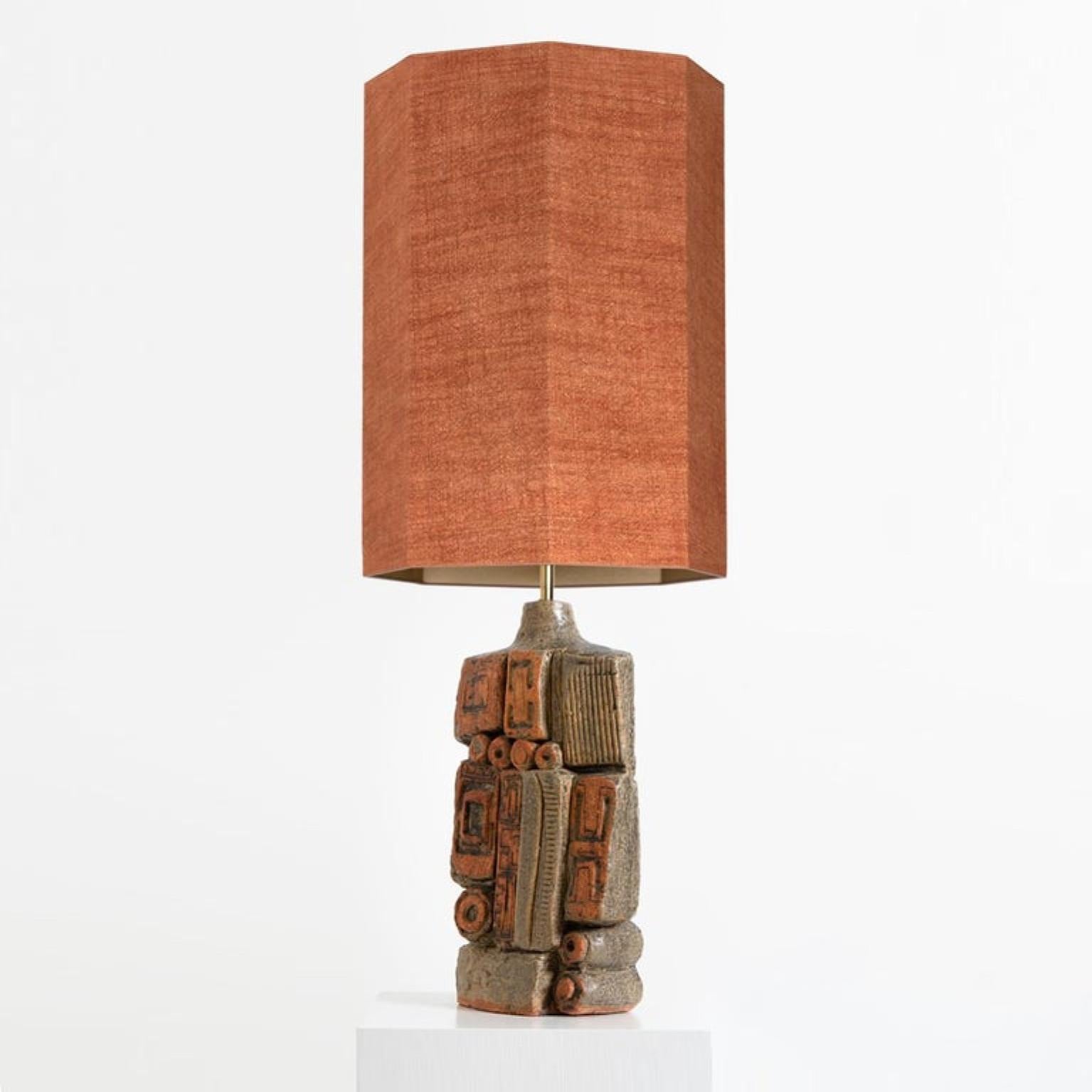 B. Rooke Keramiklampe mit CUSTOM MADE Seidenlampenschirm René Houben, 1960er Jahre im Angebot 4