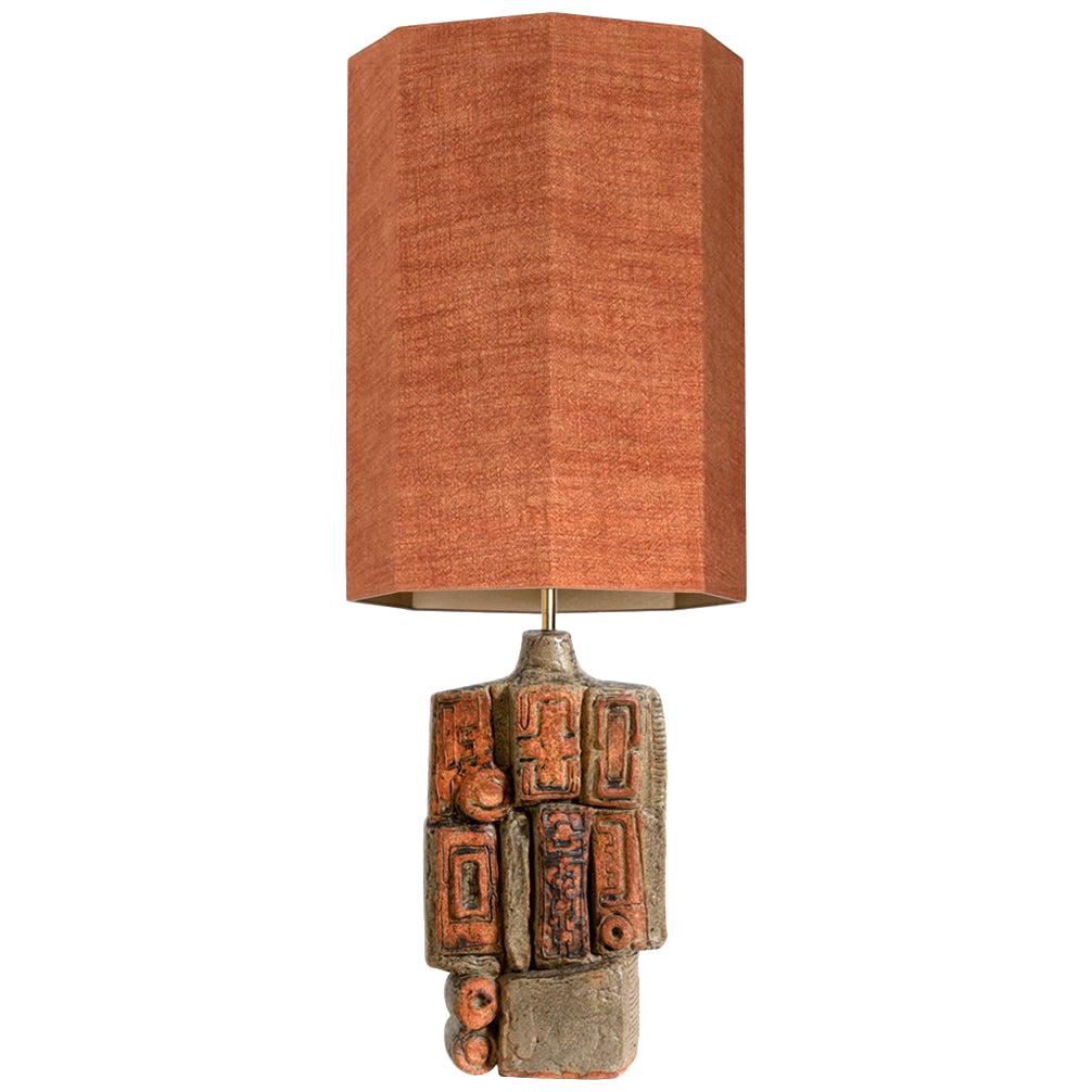 Large B. Rooke Ceramic Table Lamp with Custom Made Silk Lampshade by René Houben For Sale at 1stDibs