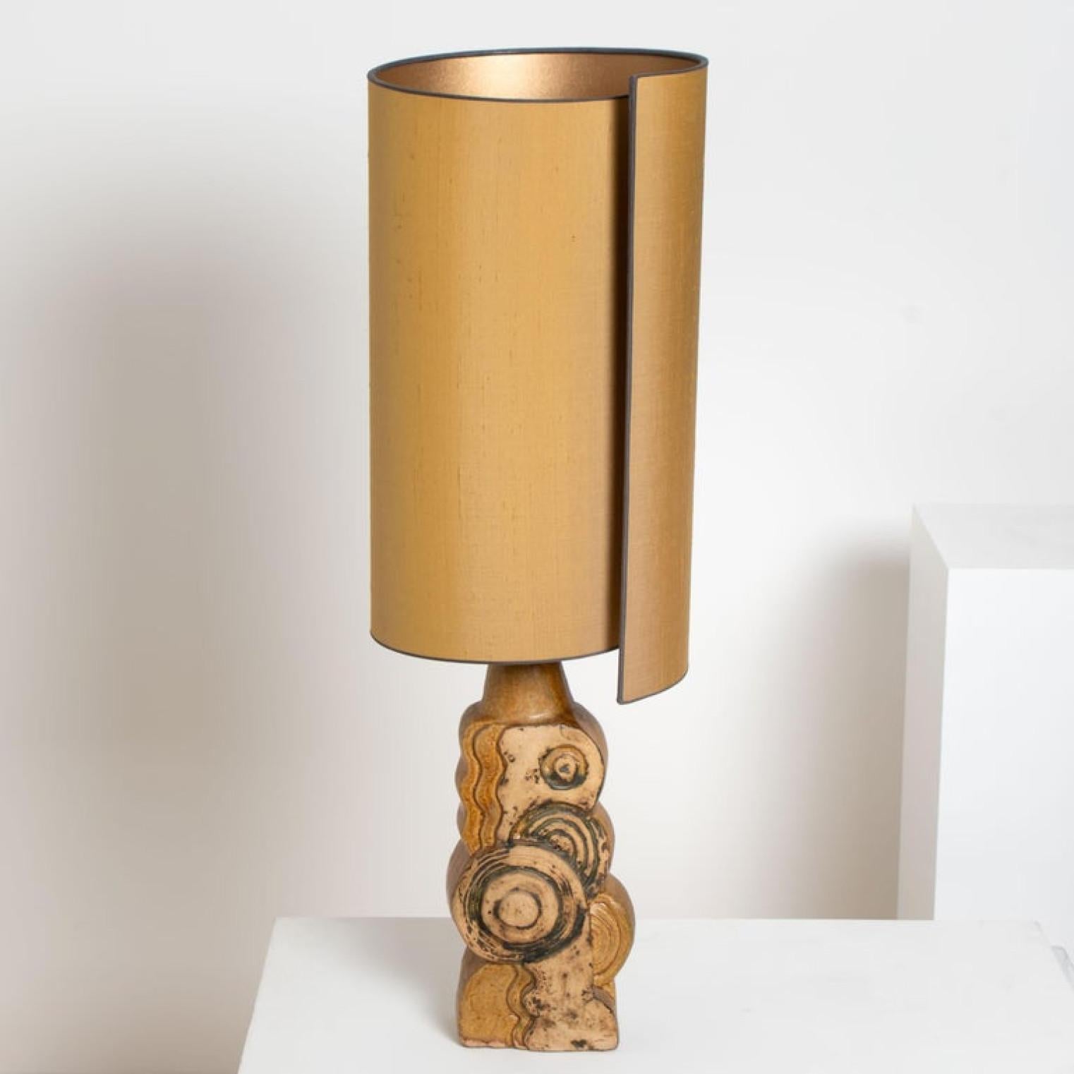 Mid-Century Modern B. Rooke Ceramic Lamp with New Custom Made Lampshade by René Houben, 1960s For Sale