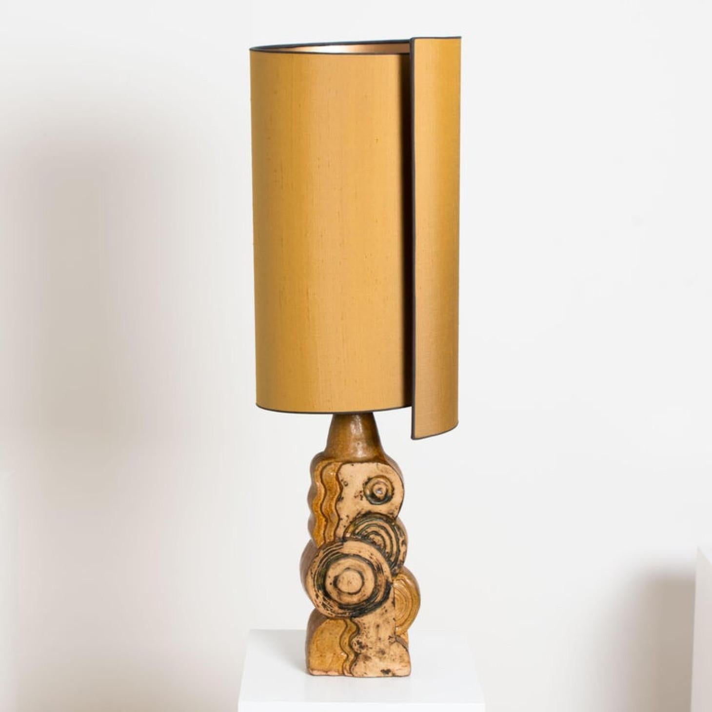 B. Rooke Ceramic Lamp with New Custom Made Lampshade by René Houben, 1960s In Good Condition For Sale In Rijssen, NL