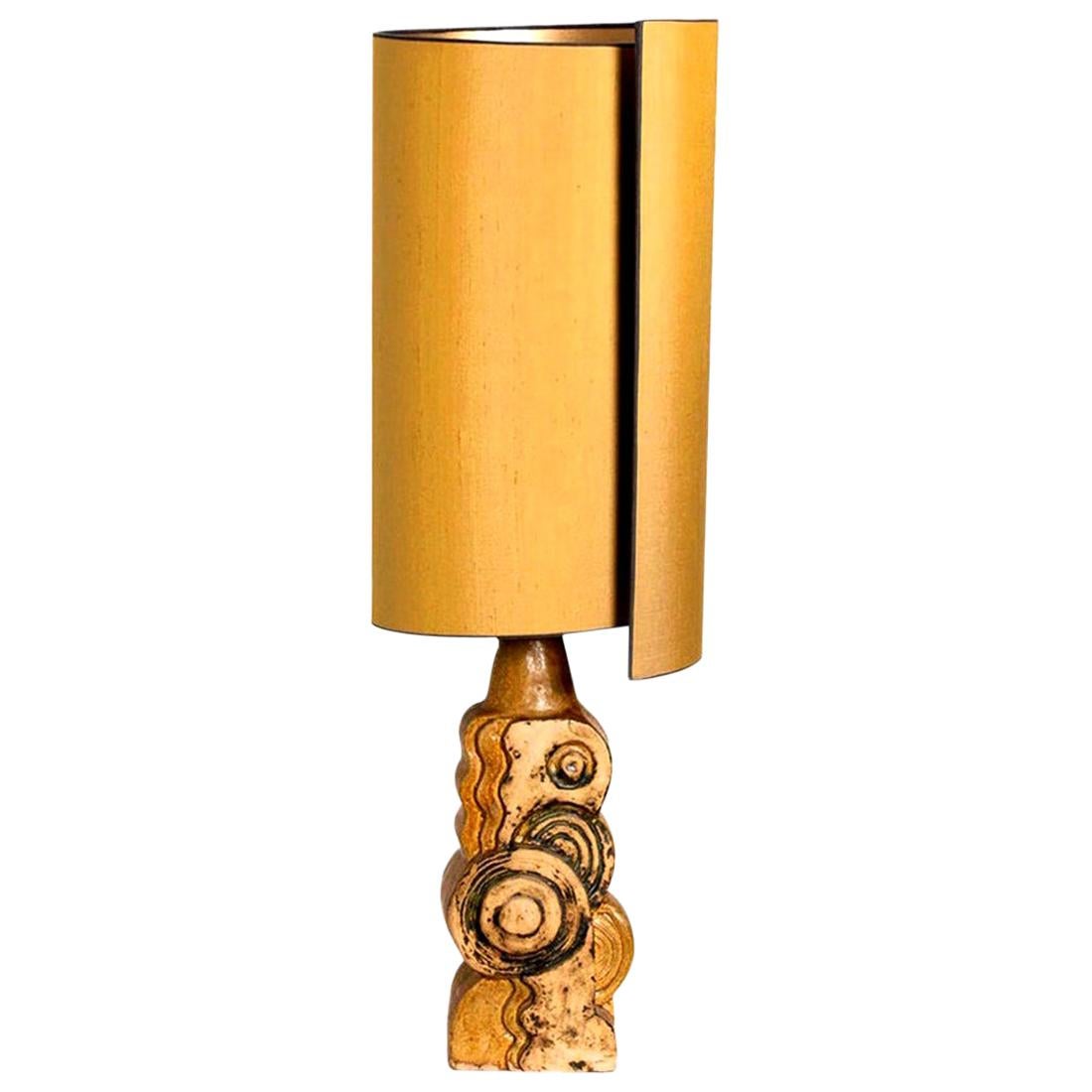 B. Rooke Ceramic Floor Lamp with Custom Made New Silk Lampshade by René Houben at 1stDibs