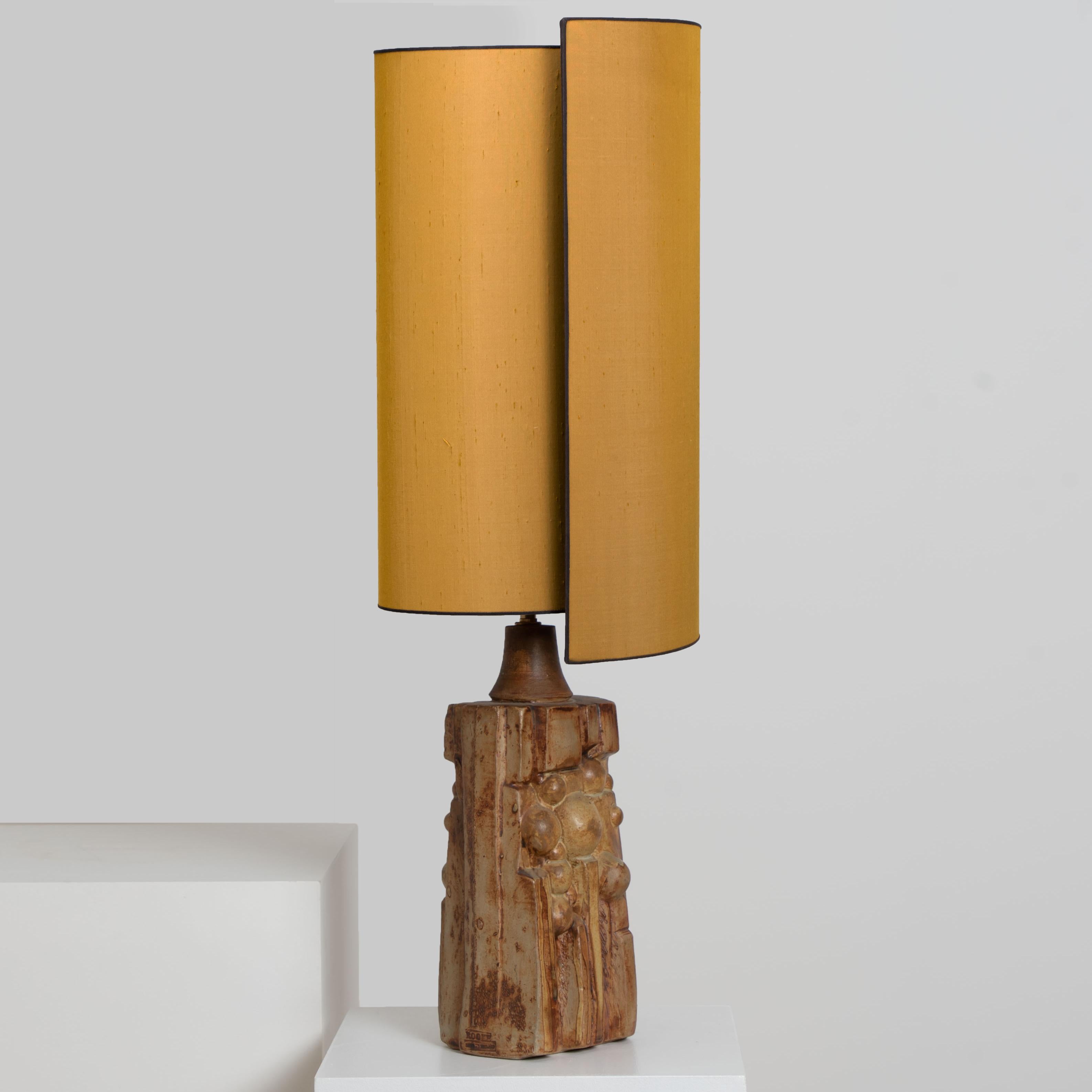 B. Rooke Ceramic Lamp with New Custom Made Silk Lampshade by René Houben, 1960s 8