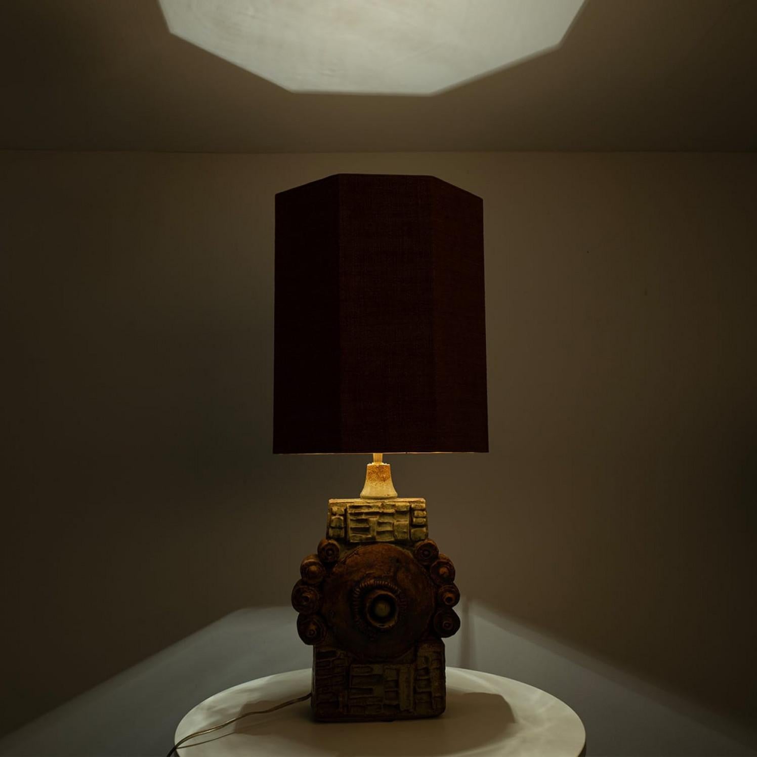 B. Rooke Ceramic Table Lamp with Custom Made Lampshade René Houben, 1960s en vente 7