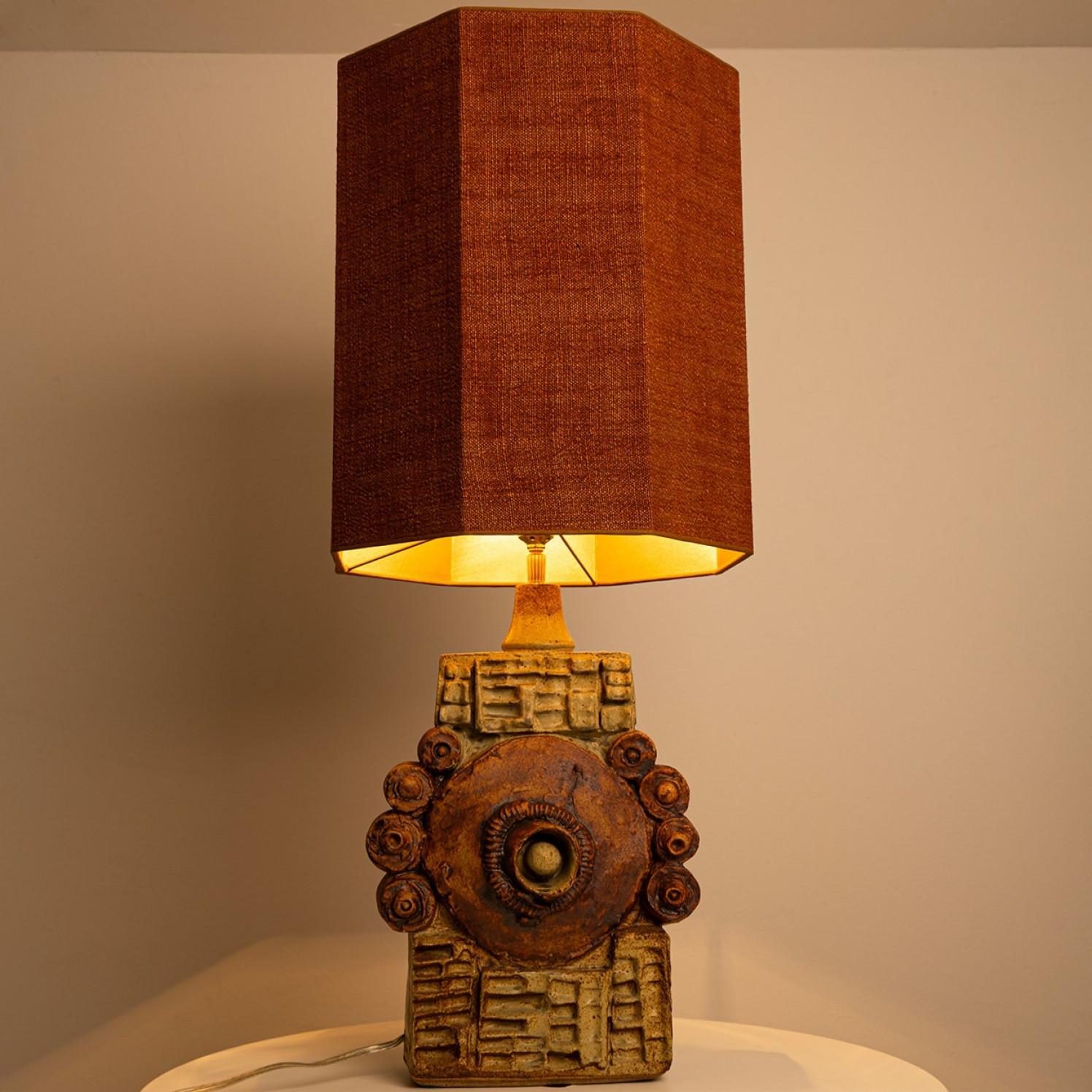 B. Rooke Ceramic Table Lamp with Custom Made Lampshade René Houben, 1960s en vente 11