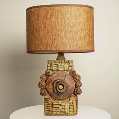 B. Rooke Keramik-Tischlampe mit CUSTOM MADE Lampenschirm René Houben, 1960er Jahre