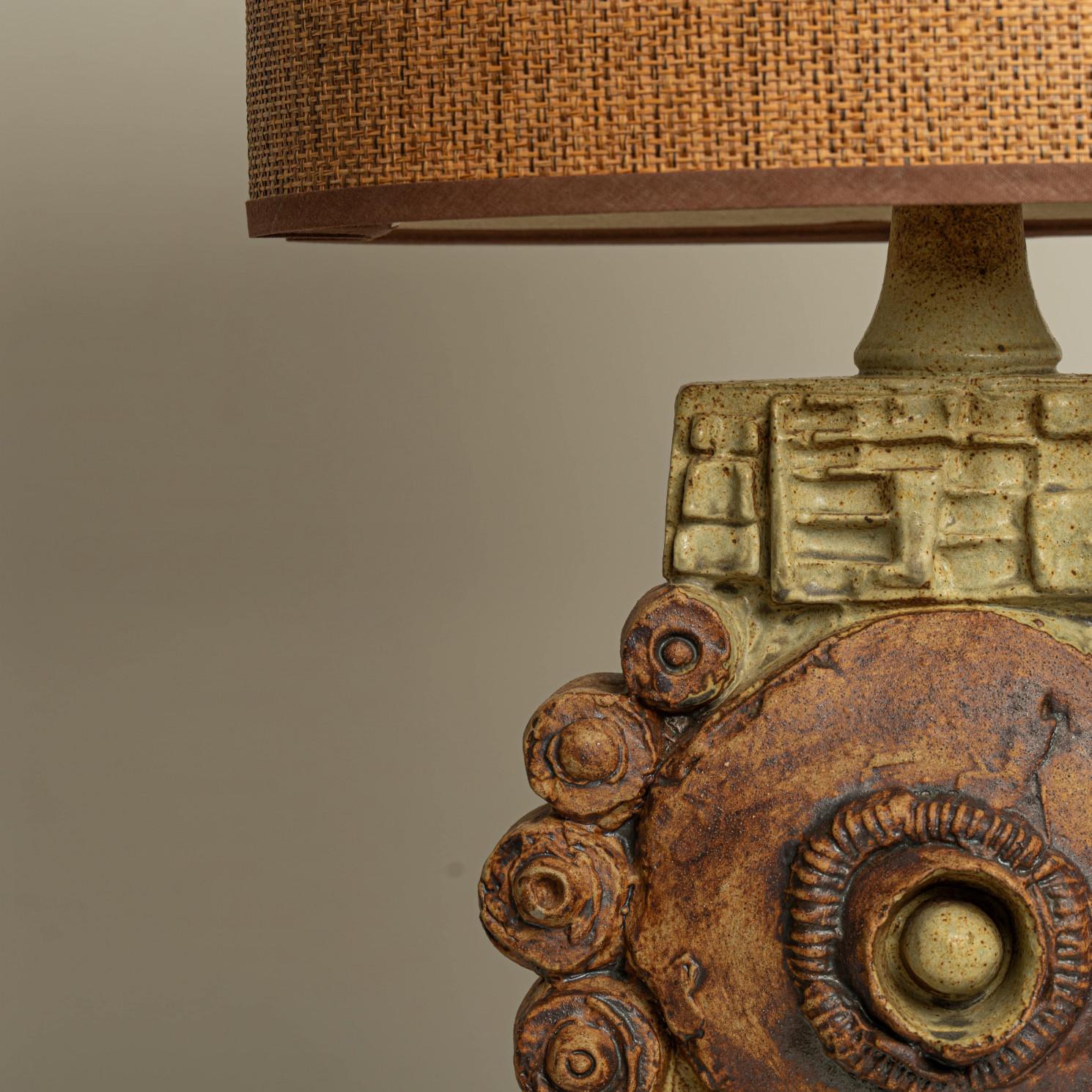 Anglais B. Rooke Ceramic Table Lamp with Custom Made Lampshade René Houben, 1960s en vente