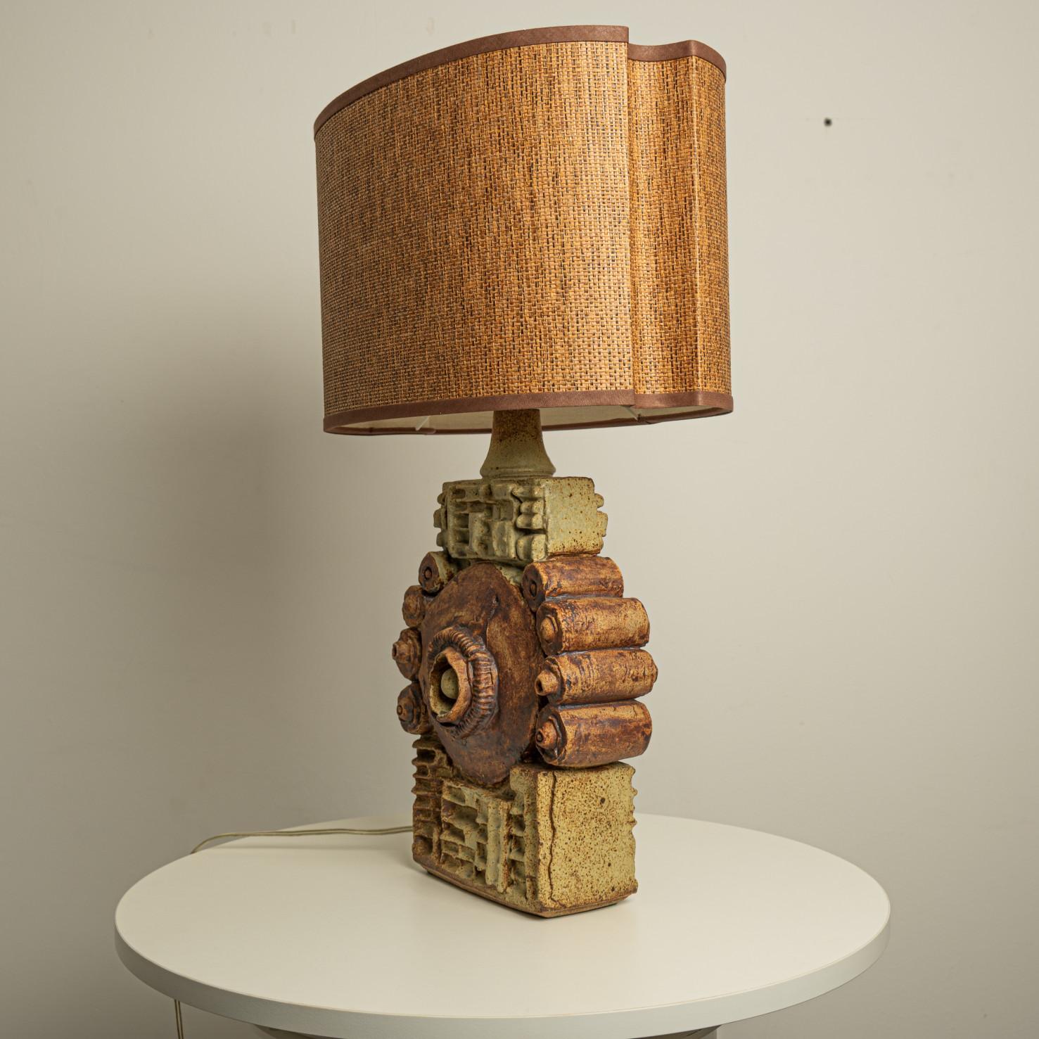 Autre B. Rooke Ceramic Table Lamp with Custom Made Lampshade René Houben, 1960s en vente