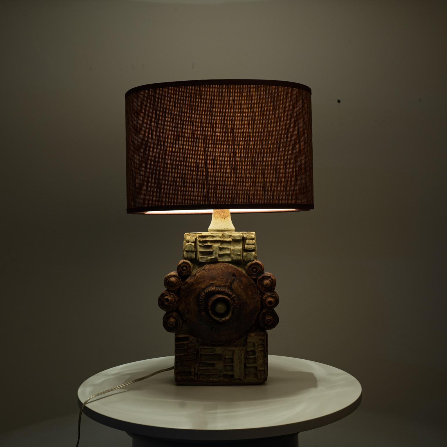 Métal B. Rooke Ceramic Table Lamp with Custom Made Lampshade René Houben, 1960s en vente