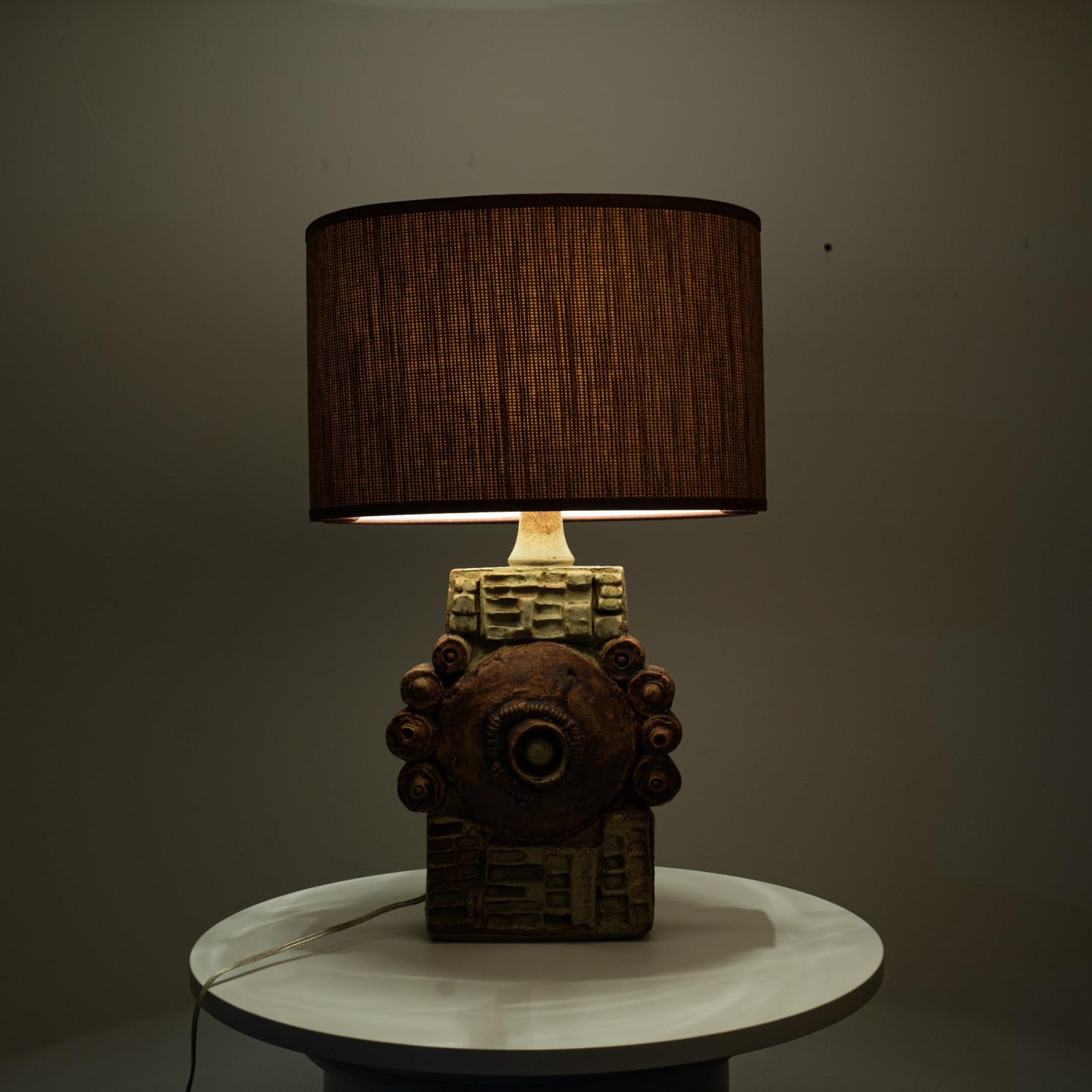 Metal B. Rooke Ceramic Table Lamp with Custom Made Lampshade René Houben, 1960s For Sale