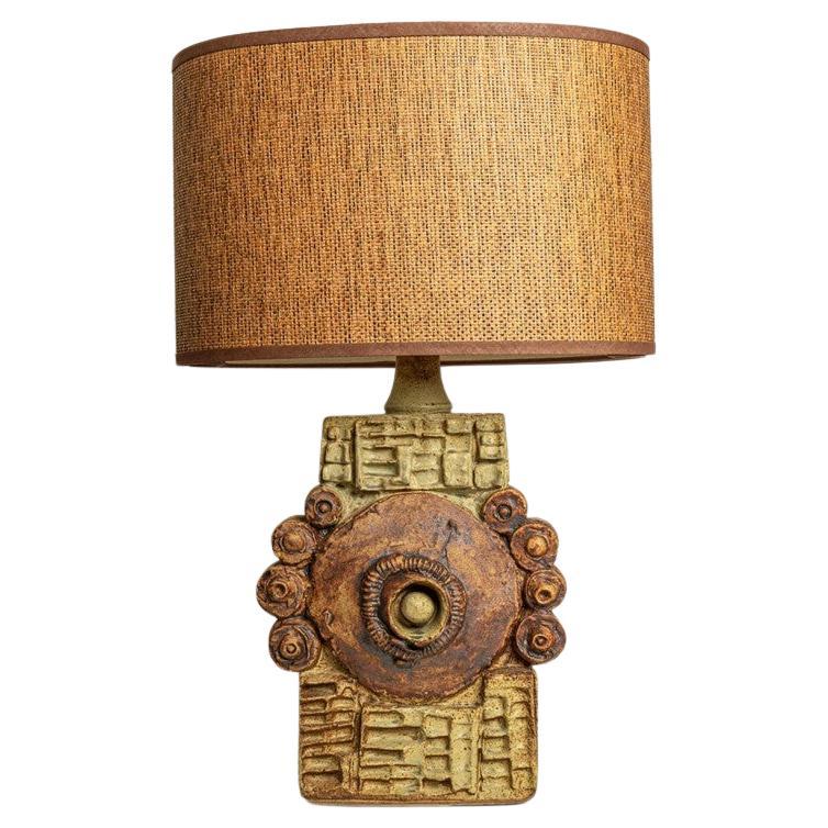 B. Rooke Ceramic Table Lamp with Custom Made Lampshade René Houben, 1960s