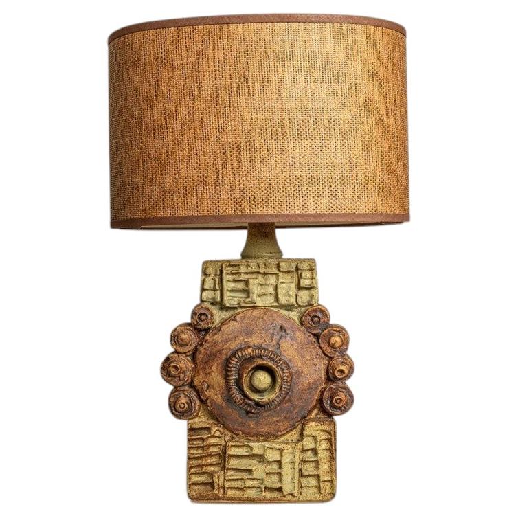 B. Rooke Ceramic Table Lamp with Custom Made Lampshade René Houben, 1960s