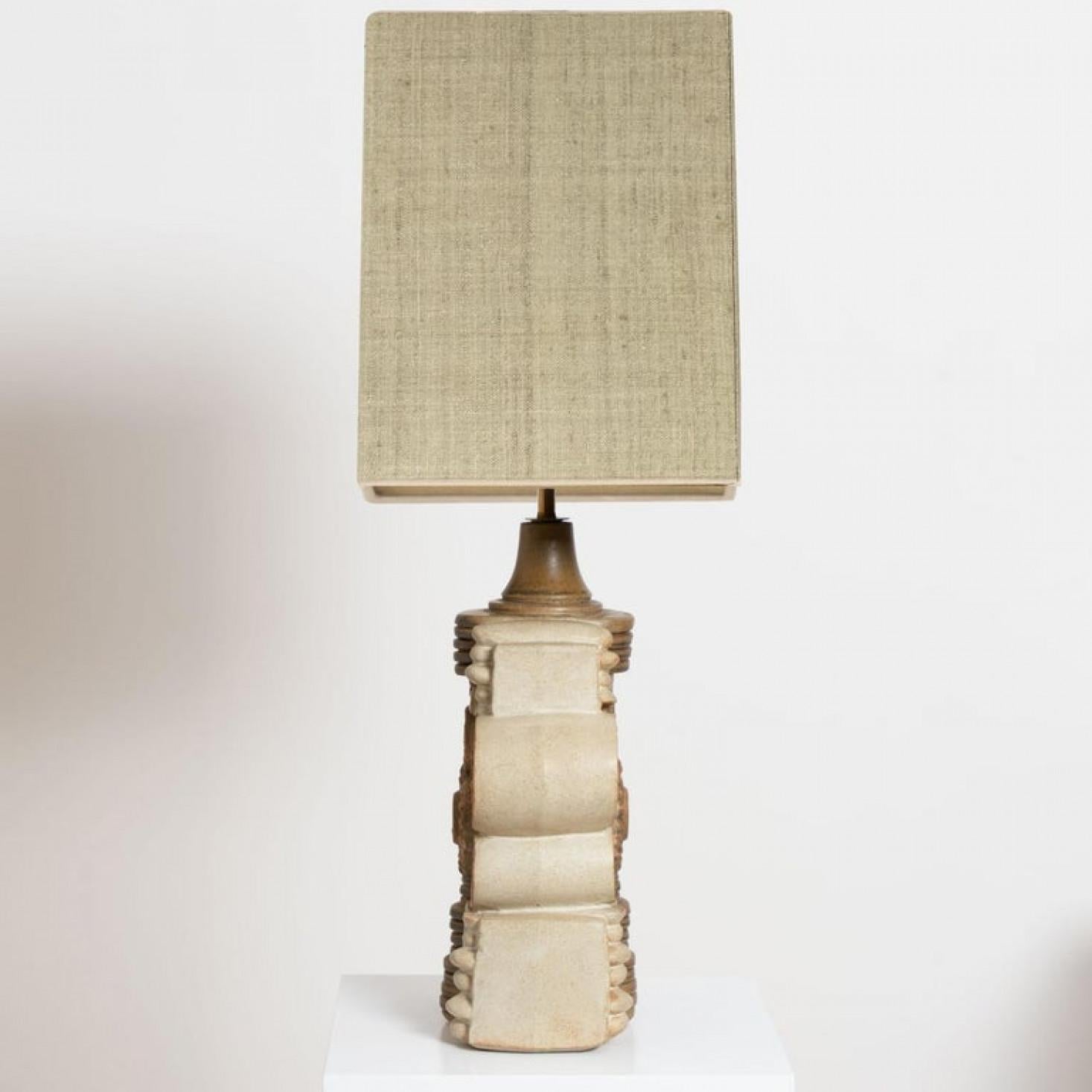B. Rooke Ceramic Table Lamp with Custom Made Silk Lampshade René Houben, 1960s ( For Sale 4