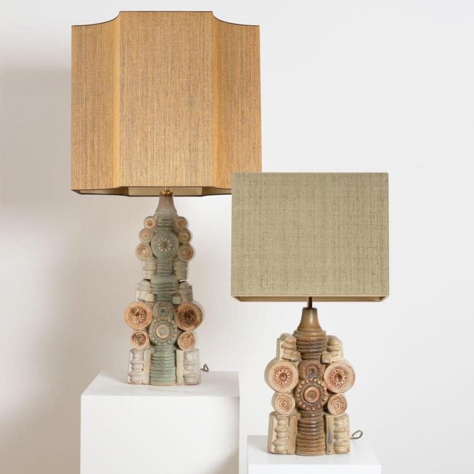 B. Rooke Ceramic Table Lamp with Custom Made Silk Lampshade René Houben, 1960s For Sale 2