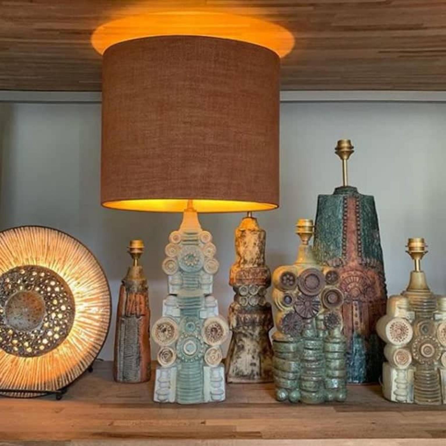 B. Rooke Ceramic Table Lamp with Custom Made Silk Lampshade René Houben, 1960s For Sale 3