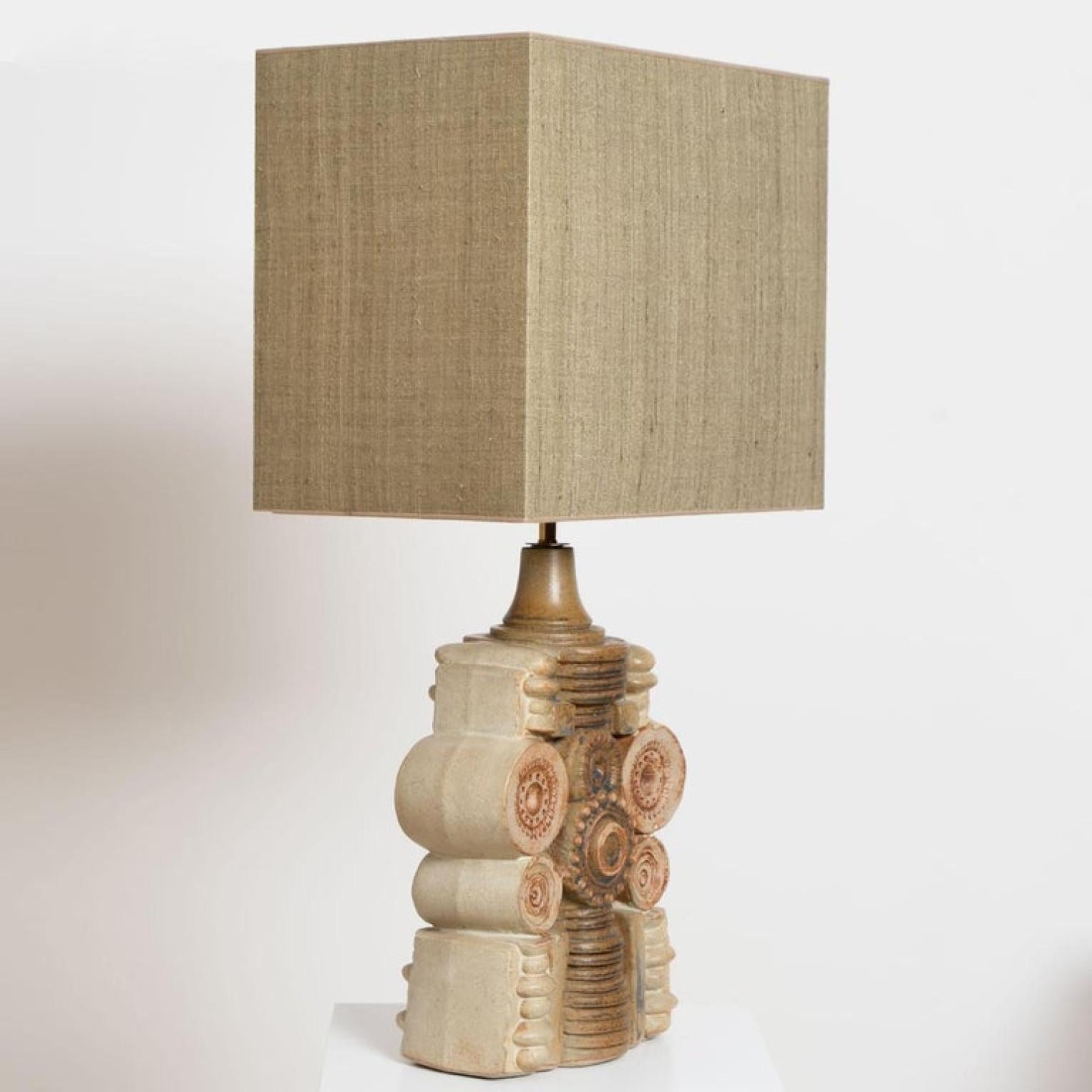 B. Rooke Ceramic Table Lamp with Custom Made Silk Lampshade René Houben, 1960s For Sale 7