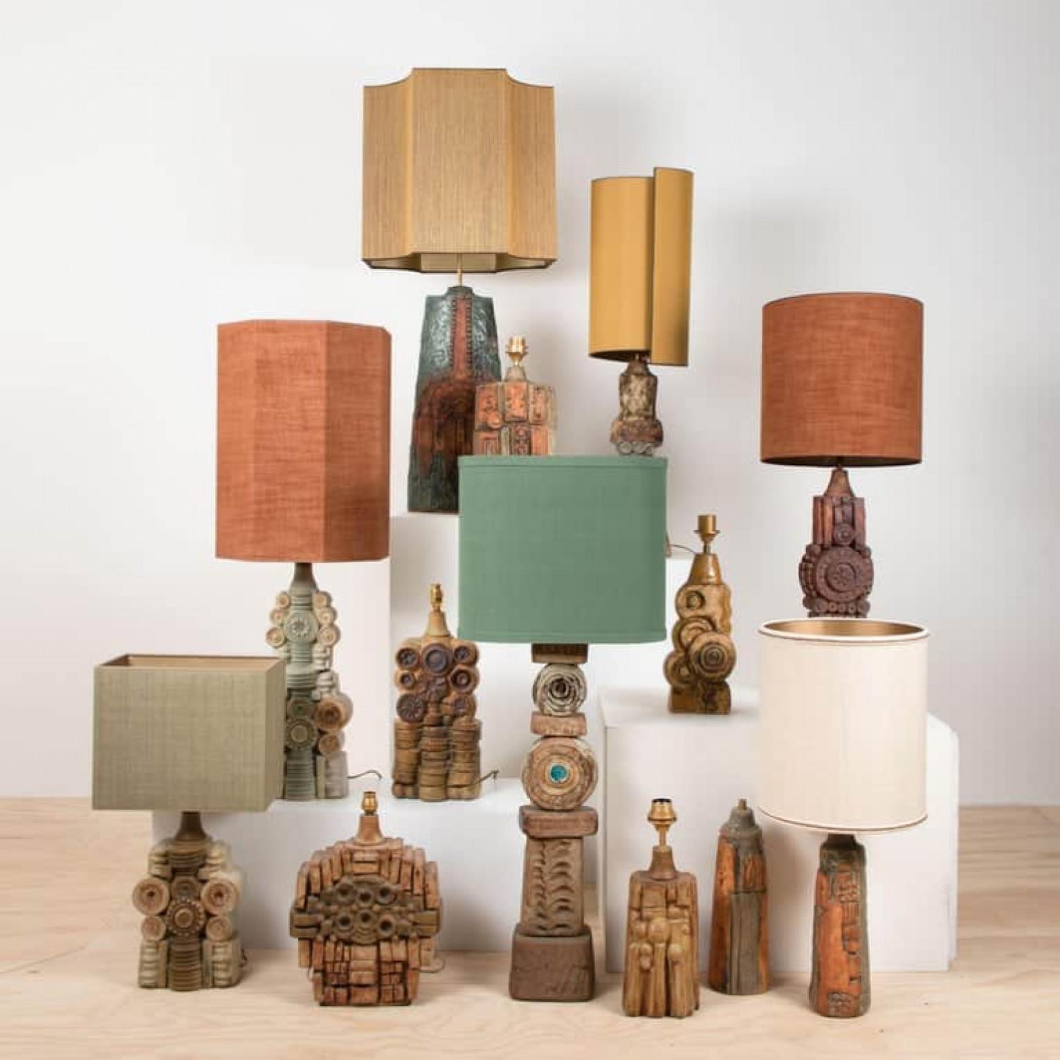 B. Rooke Ceramic Table Lamp with Custom Made Silk Lampshade René Houben, 1960s For Sale 11