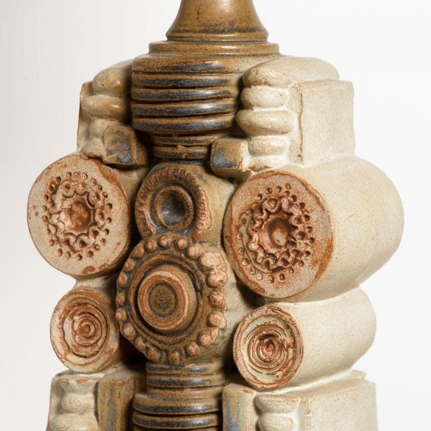 Metal B. Rooke Ceramic Table Lamp with Custom Made Silk Lampshade René Houben, 1960s For Sale