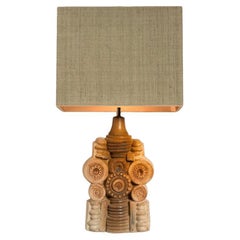 B. Rooke Ceramic Table Lamp with Custom Made Silk Lampshade René Houben, 1960s