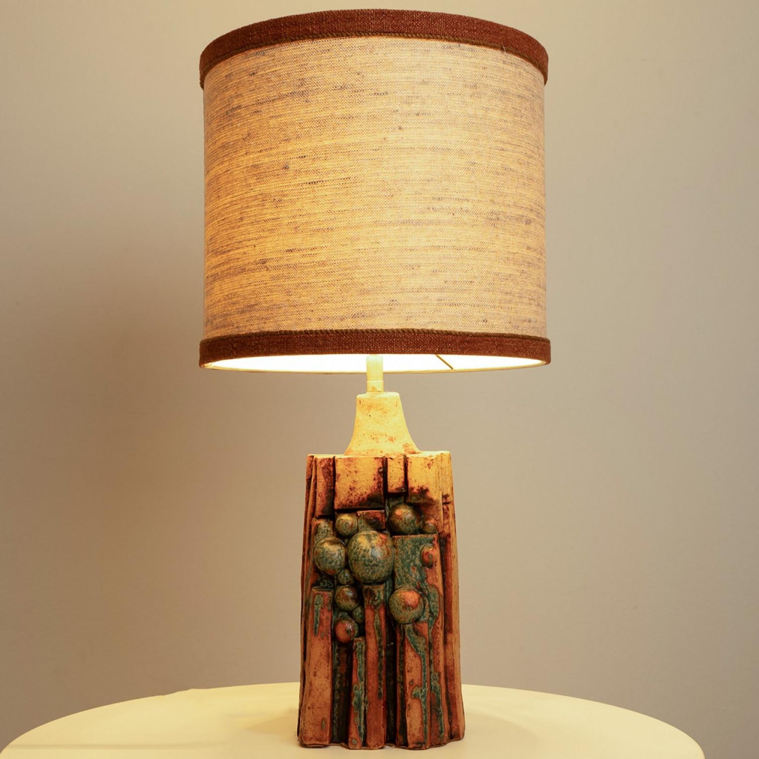 B. Rooke Ceramic Table Lamp with Custom Silk Lampshade René Houben, 1960s For Sale 2