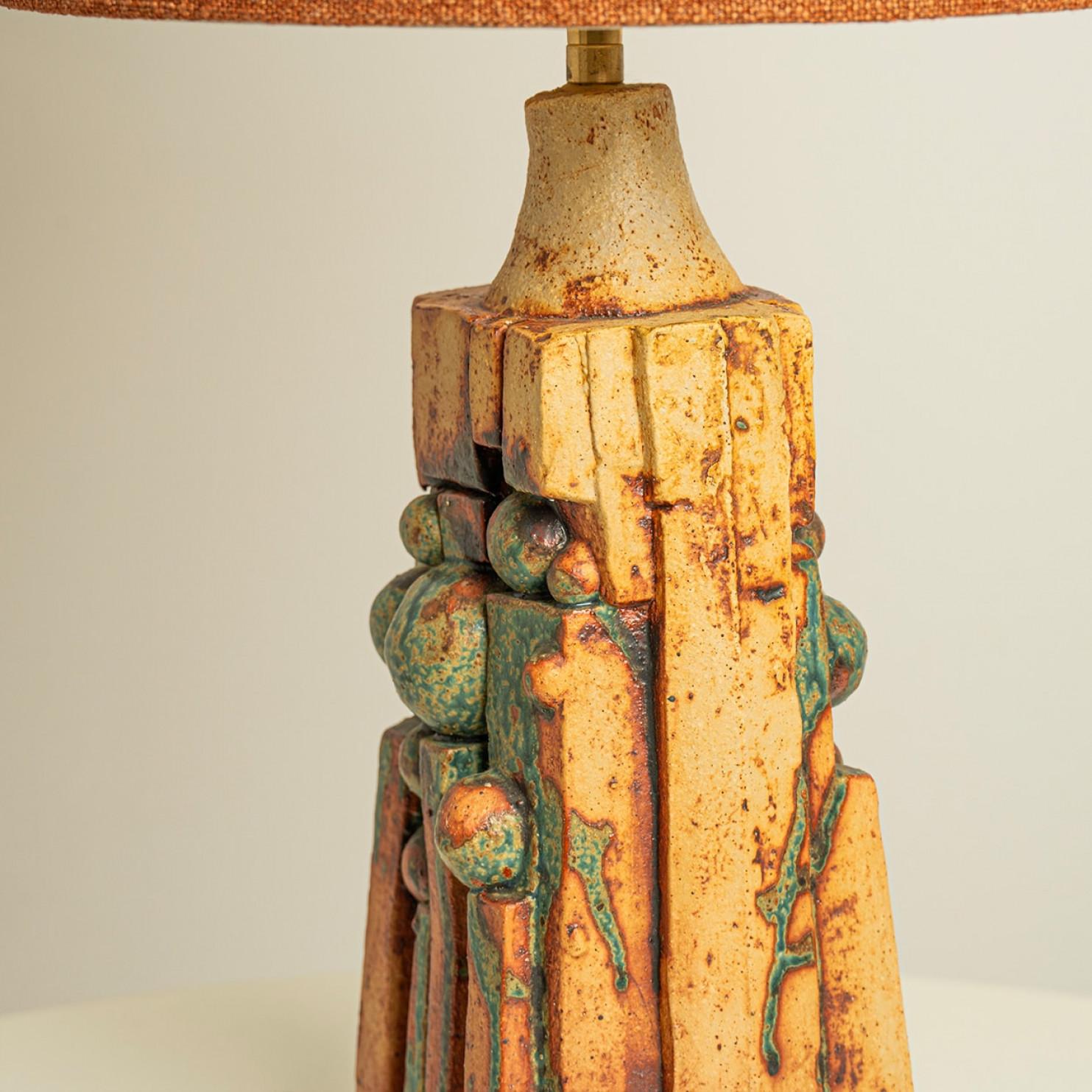 Other B. Rooke Ceramic Table Lamp with Custom Silk Lampshade René Houben, 1960s For Sale